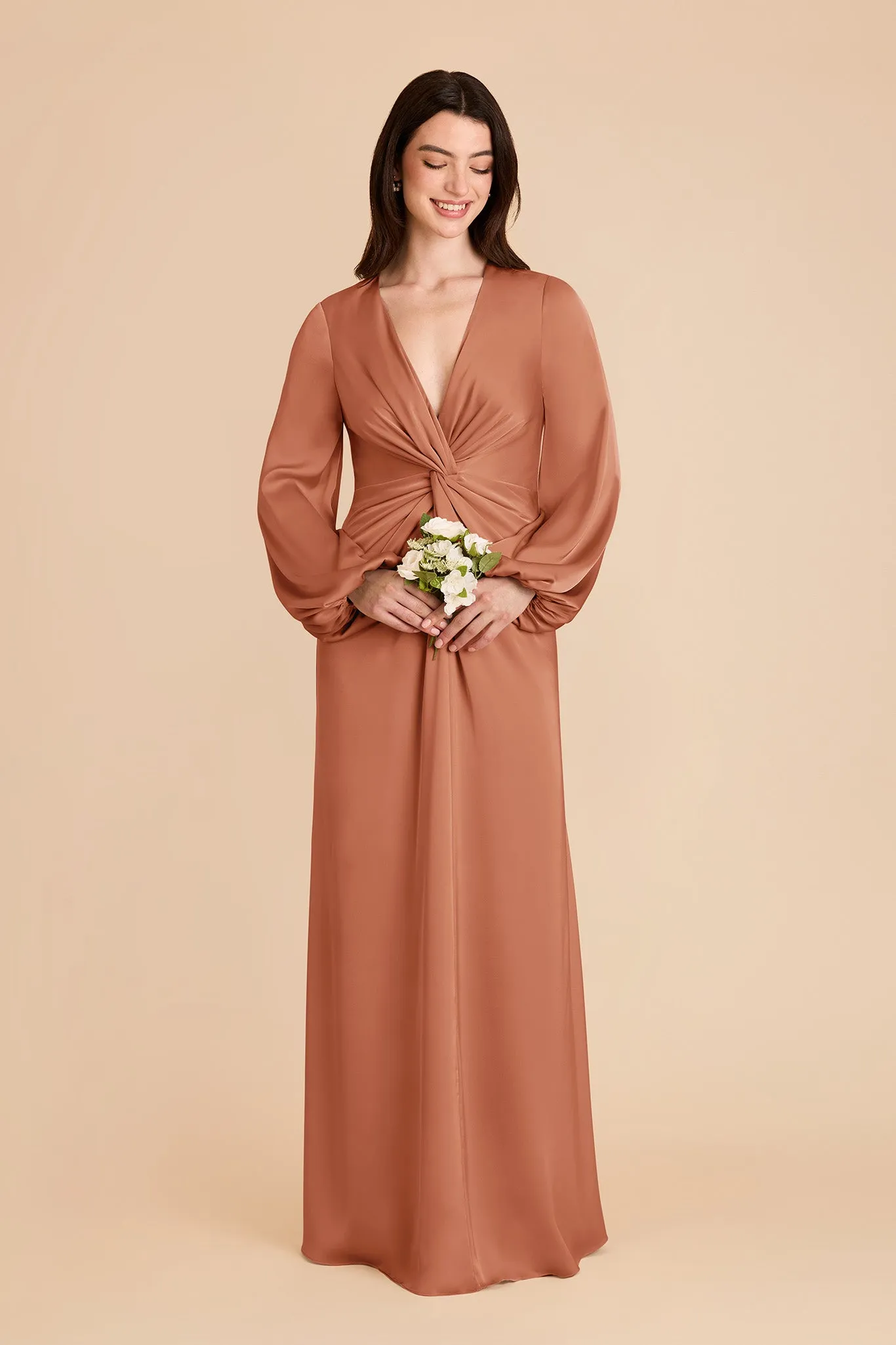 Juniper Matte Satin Dress - Terracotta sold by Birdy Grey product image thumbnail 3