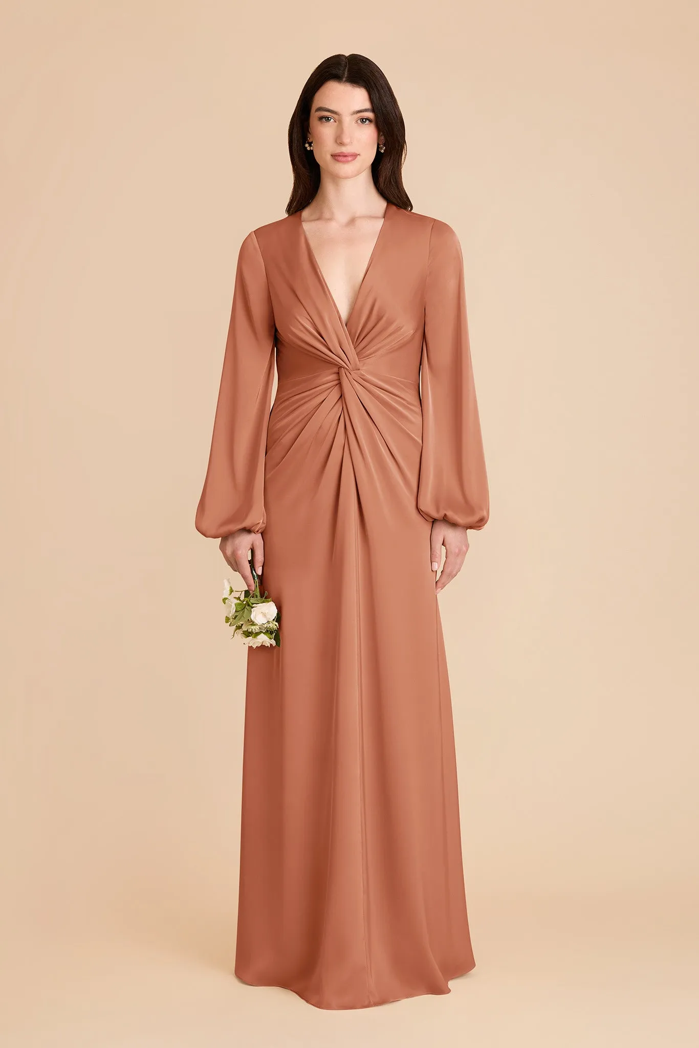 Juniper Matte Satin Dress - Terracotta sold by Birdy Grey