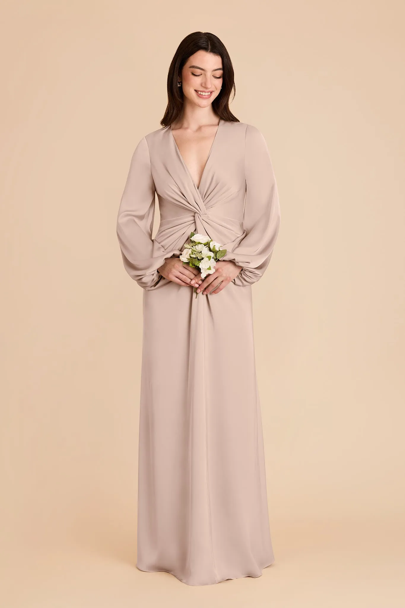Juniper Matte Satin Dress - Taupe sold by Birdy Grey product image thumbnail 3
