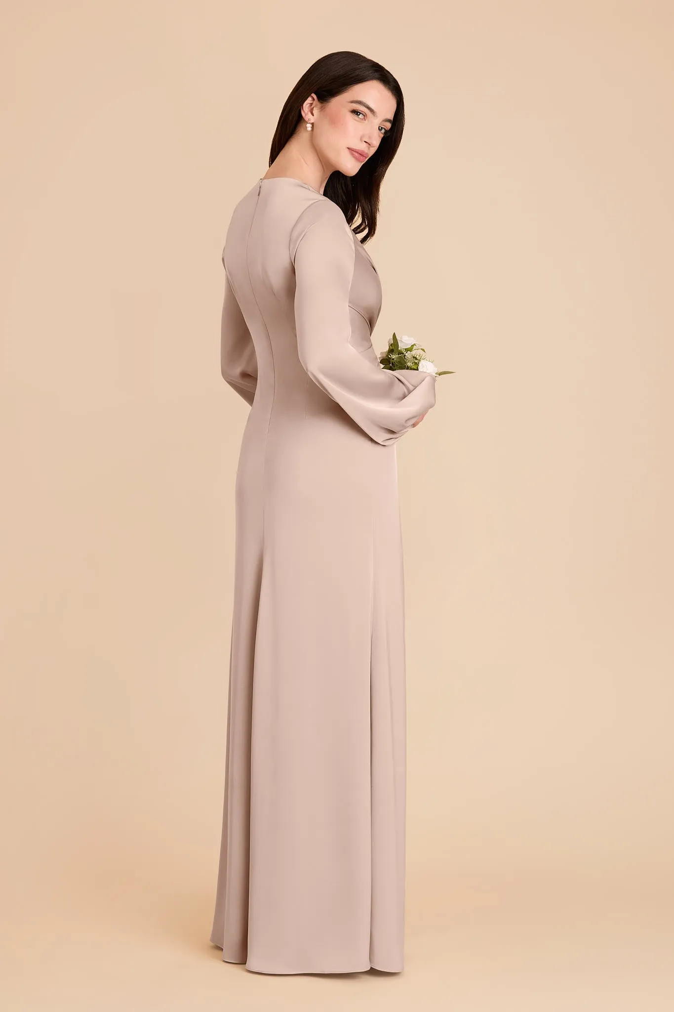 Juniper Matte Satin Dress - Taupe sold by Birdy Grey product image thumbnail 4