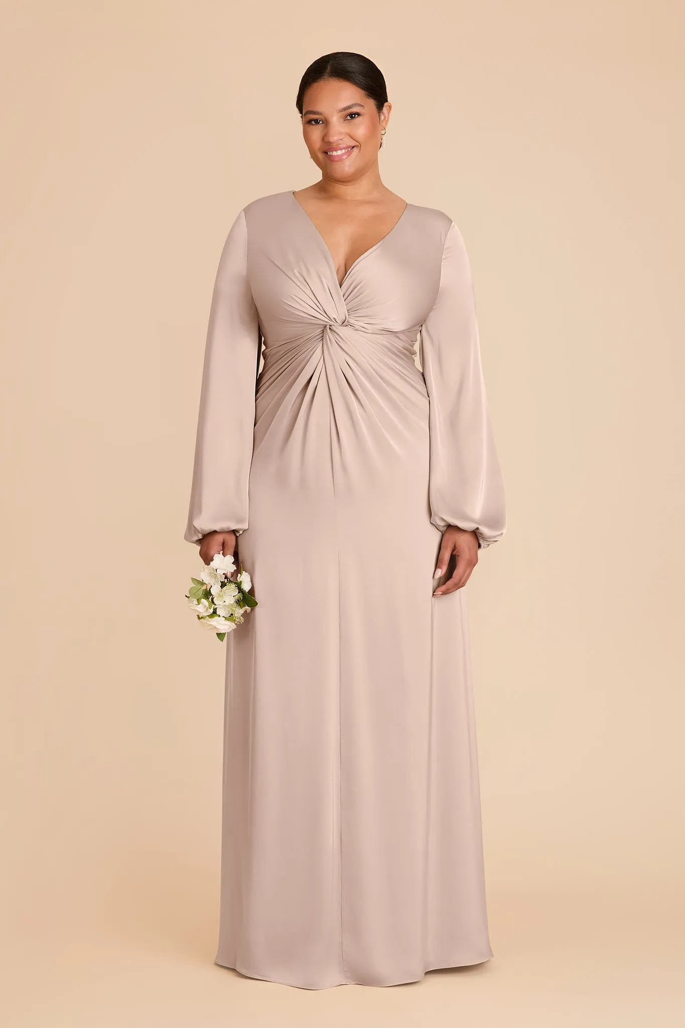 Juniper Matte Satin Dress - Taupe sold by Birdy Grey product image thumbnail 2