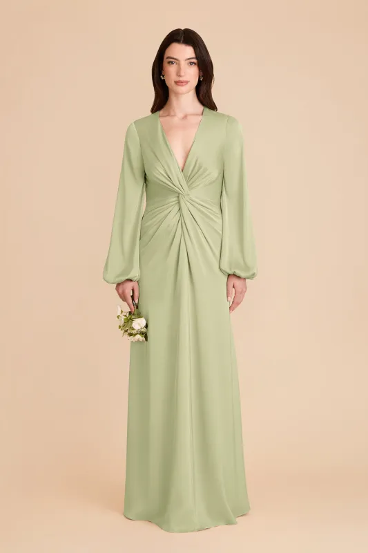 Juniper Matte Satin Dress - Pale Pistachio sold by Birdy Grey