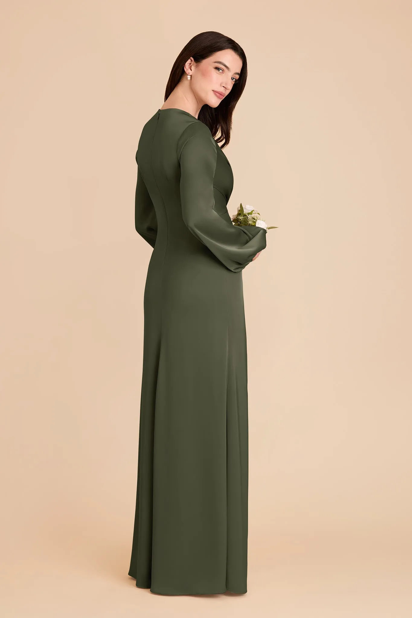 Juniper Matte Satin Dress - Olive sold by Birdy Grey product image thumbnail 4