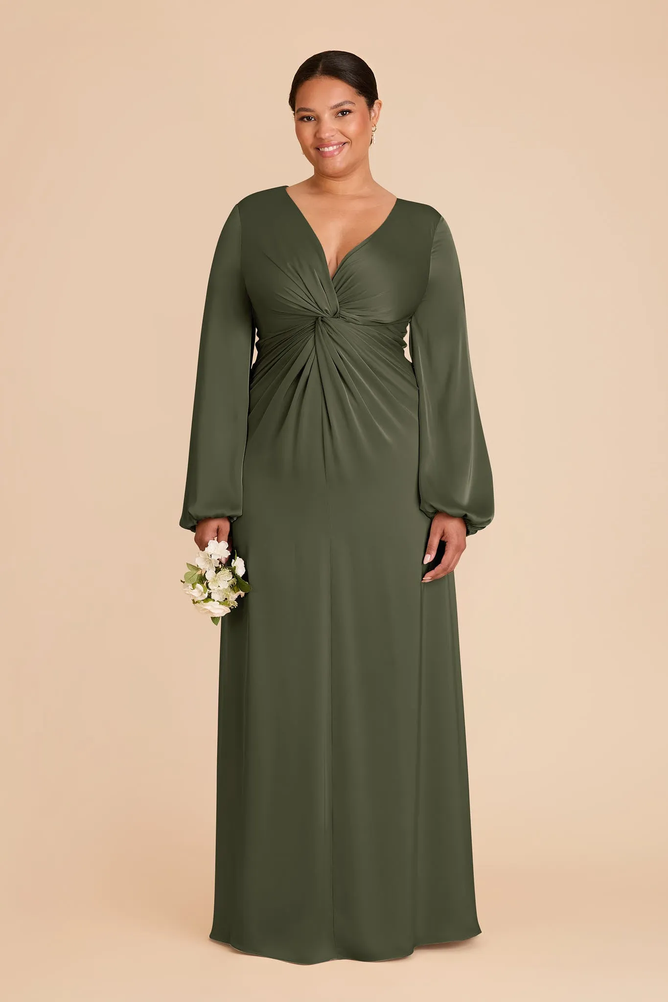 Juniper Matte Satin Dress - Olive sold by Birdy Grey product image thumbnail 2