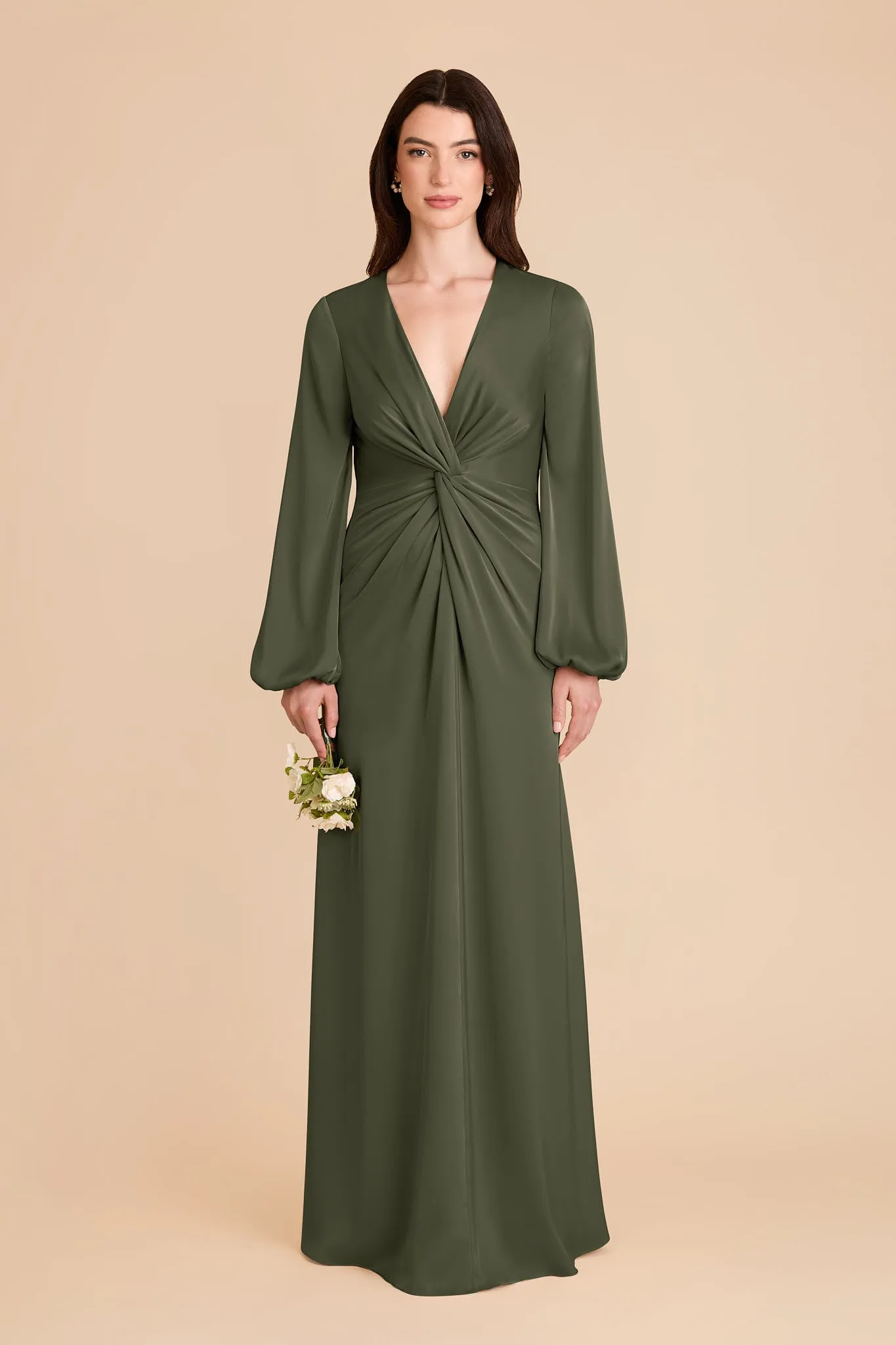 Juniper Matte Satin Dress - Olive sold by Birdy Grey