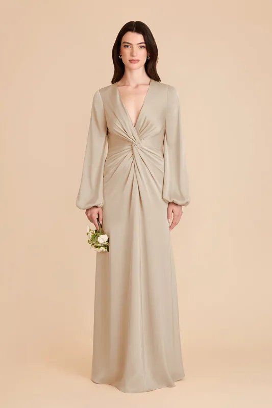 Juniper Matte Satin Dress - Neutral Champagne sold by Birdy Grey