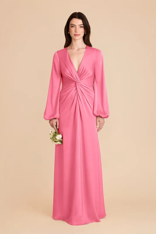 Juniper Matte Satin Dress - Bon Bon Pink sold by Birdy Grey