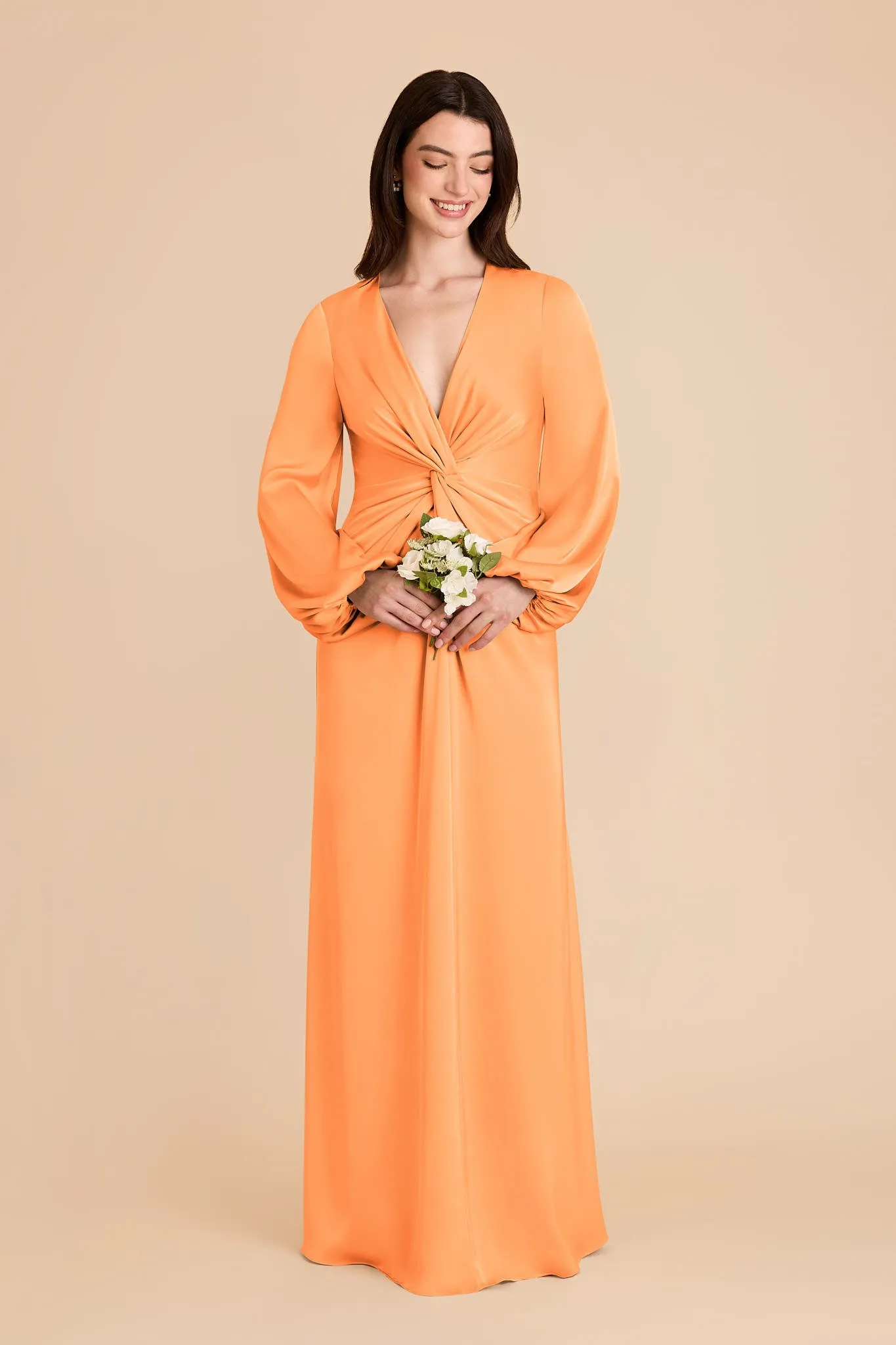 Juniper Matte Satin Dress - Apricot sold by Birdy Grey product image thumbnail 3