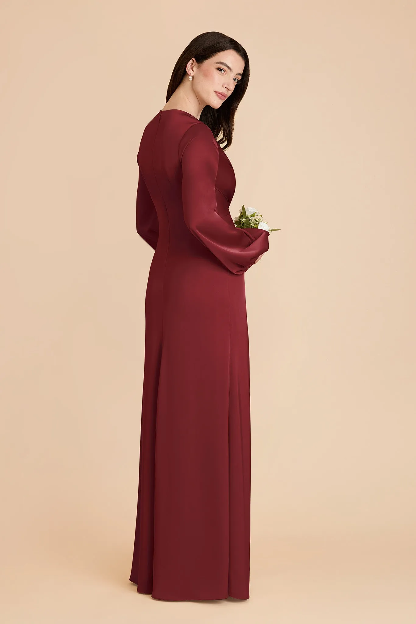 Juniper Matte Satin Dress - Burgundy sold by Birdy Grey product image thumbnail 4