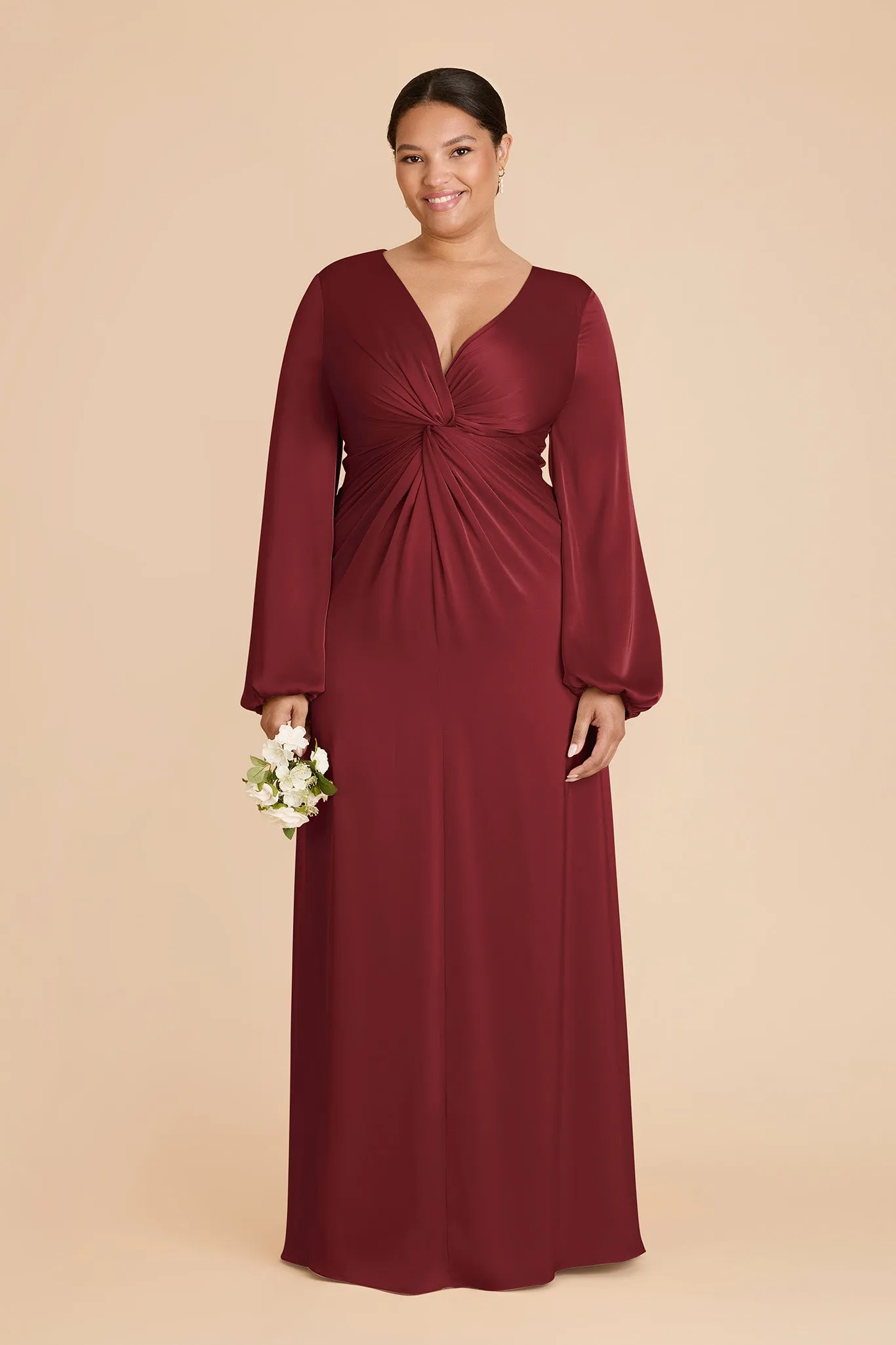 Juniper Matte Satin Dress - Burgundy sold by Birdy Grey product image thumbnail 2
