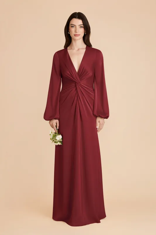 Juniper Matte Satin Dress - Burgundy sold by Birdy Grey