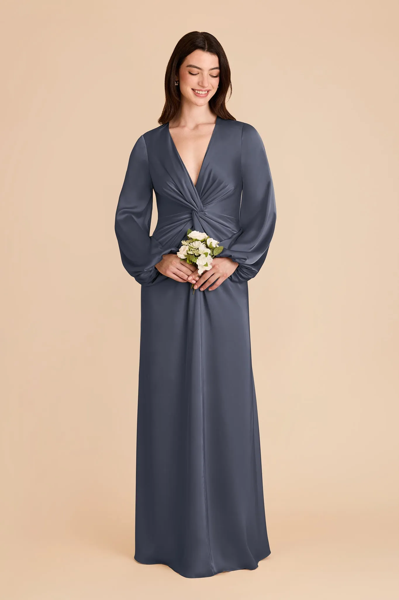 Juniper Matte Satin Dress - Dusk Blue sold by Birdy Grey product image thumbnail 3