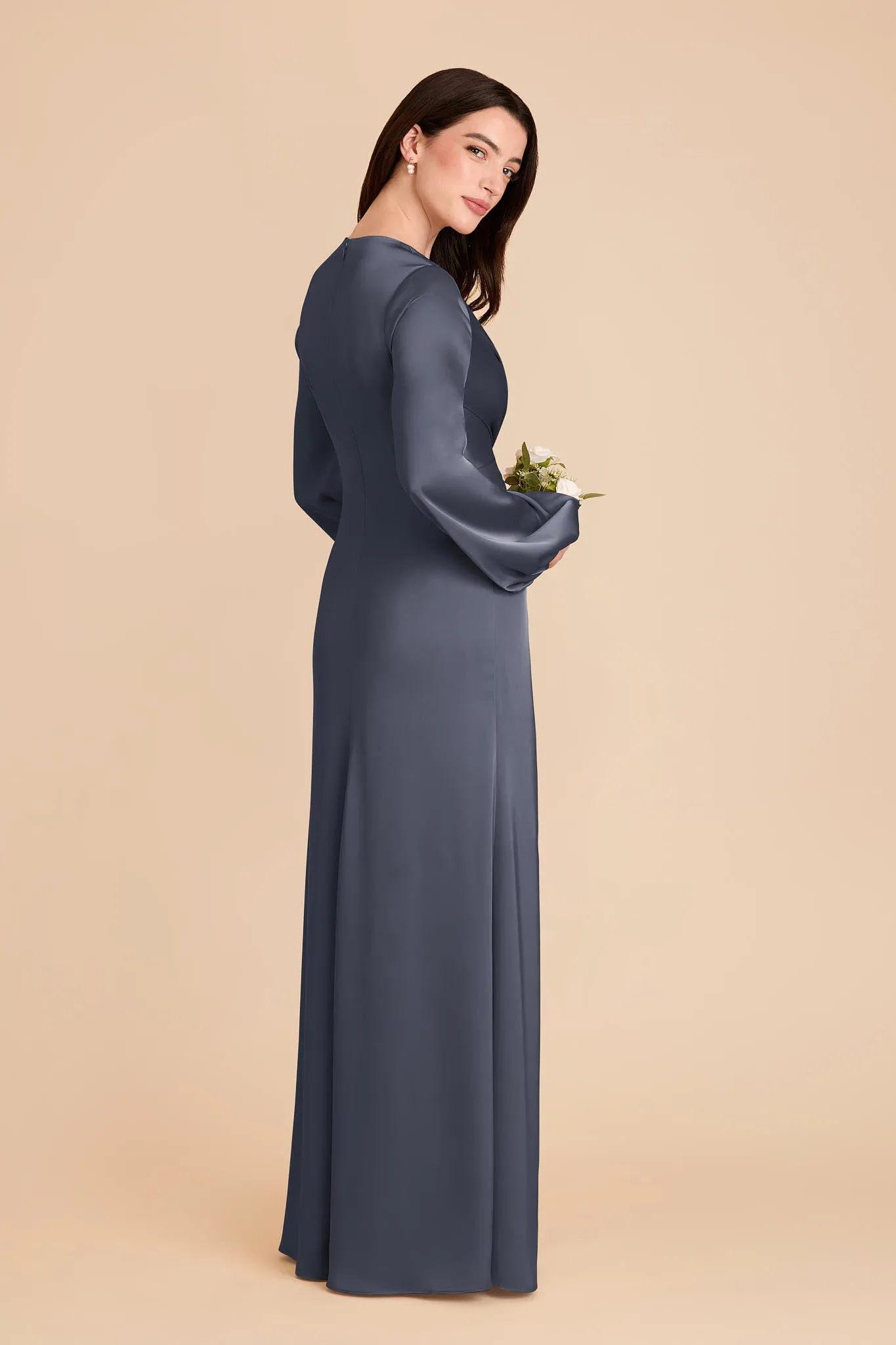Juniper Matte Satin Dress - Dusk Blue sold by Birdy Grey product image thumbnail 4