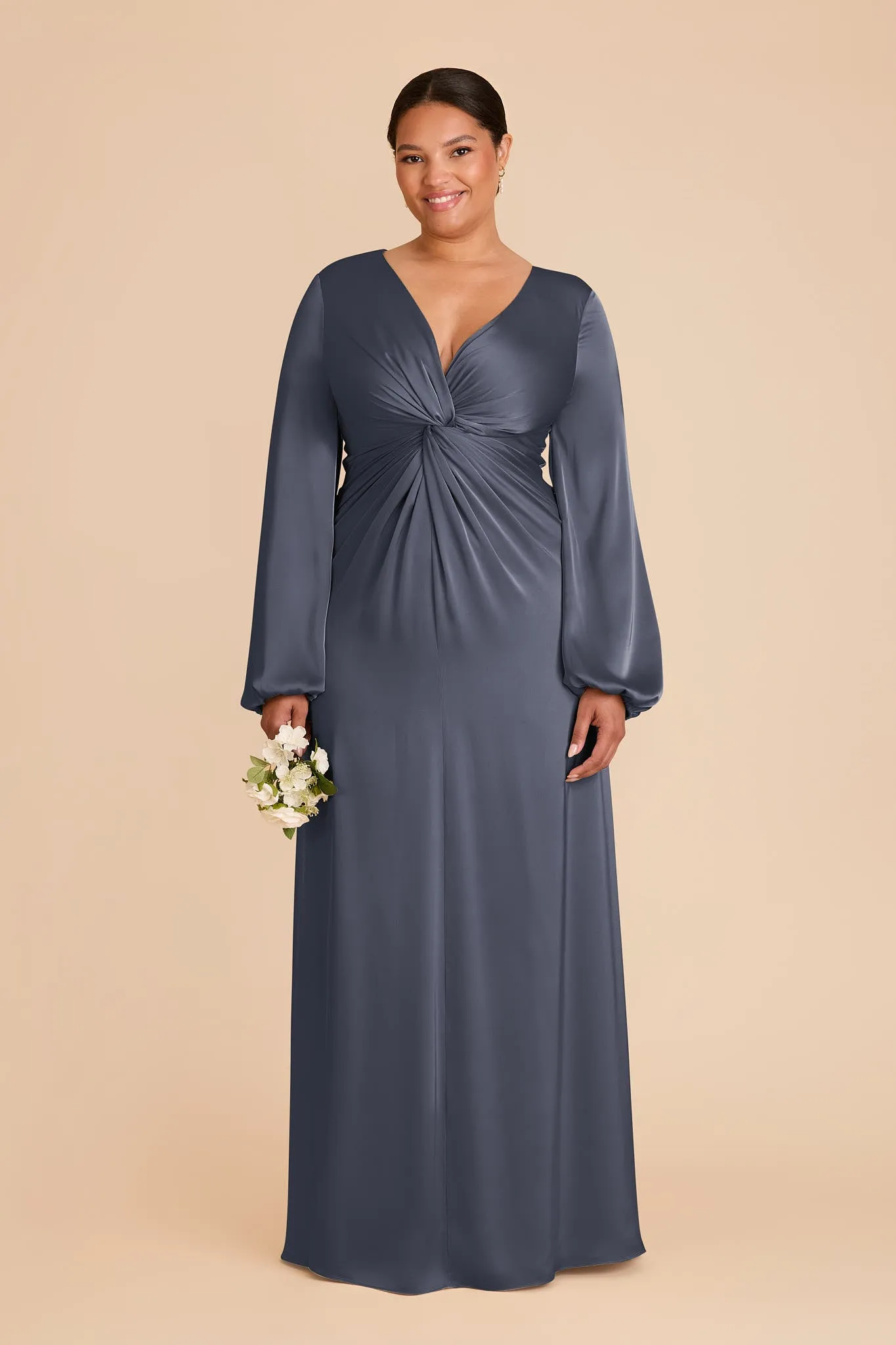 Juniper Matte Satin Dress - Dusk Blue sold by Birdy Grey product image thumbnail 2