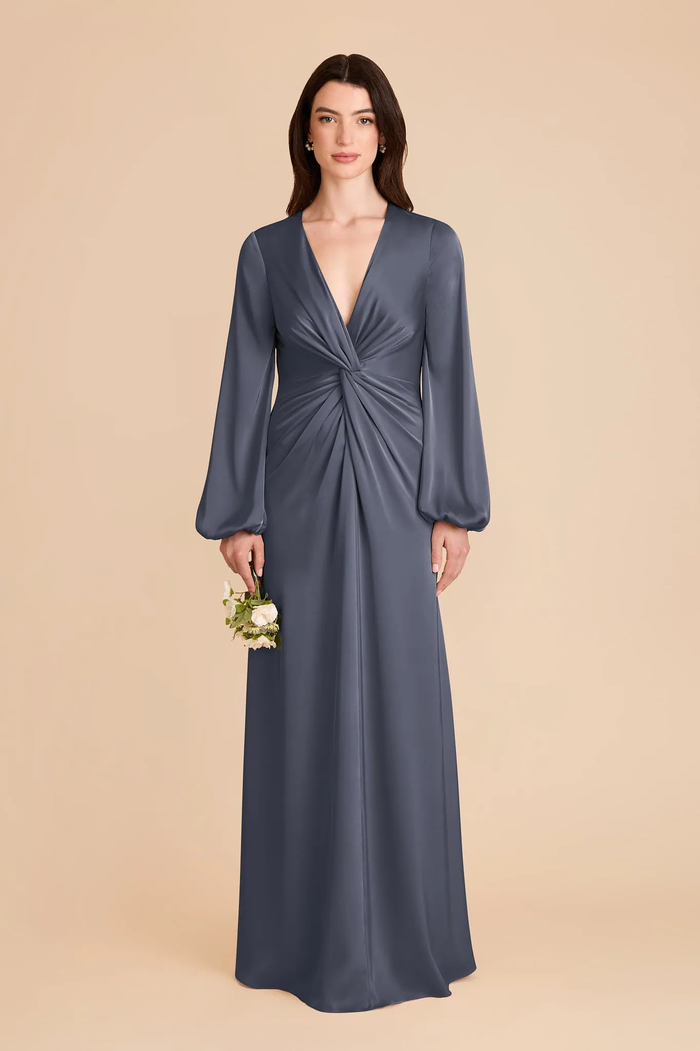 Juniper Matte Satin Dress - Dusk Blue sold by Birdy Grey