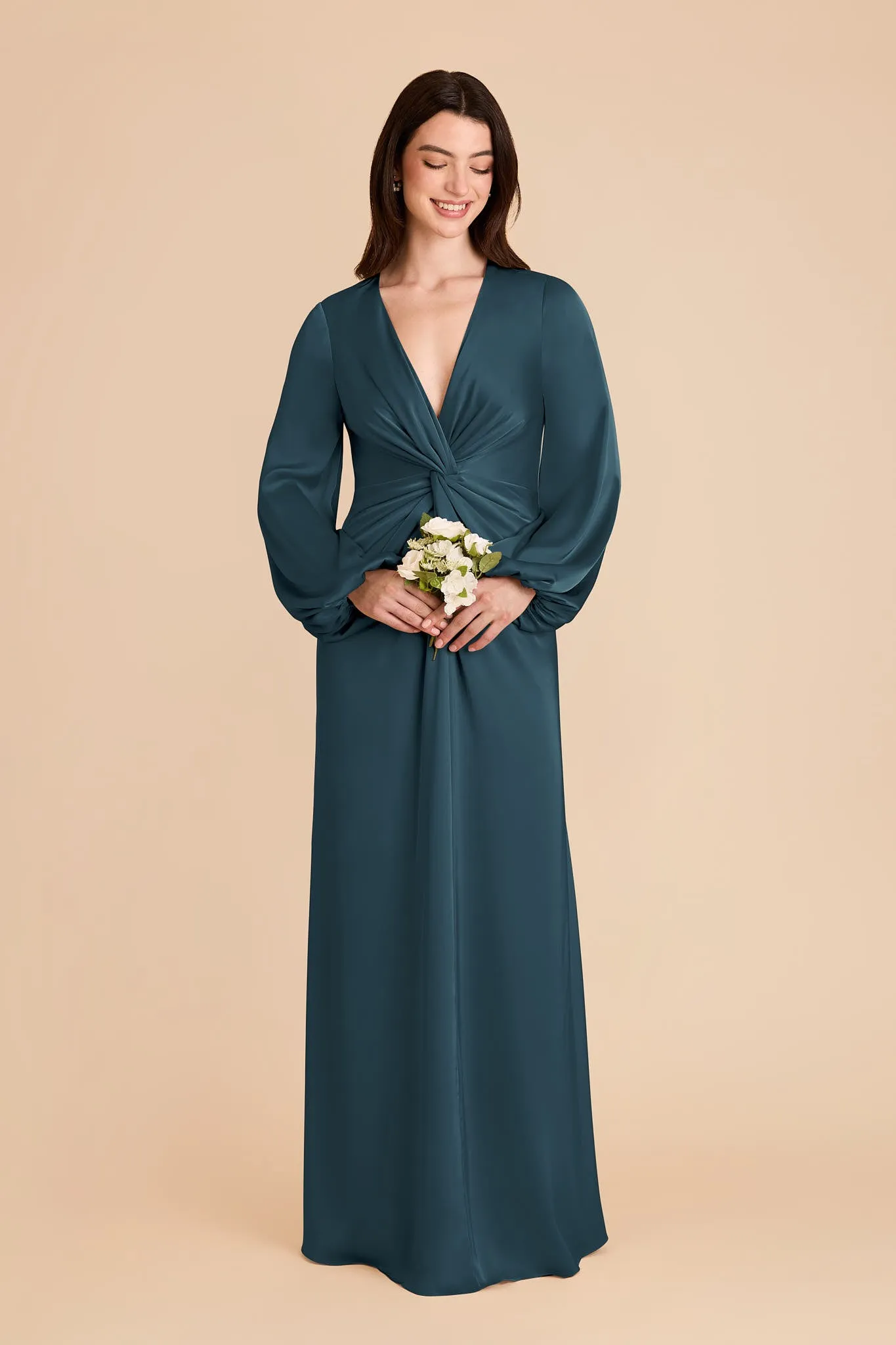 Juniper Matte Satin Dress - Dark Teal sold by Birdy Grey product image thumbnail 3