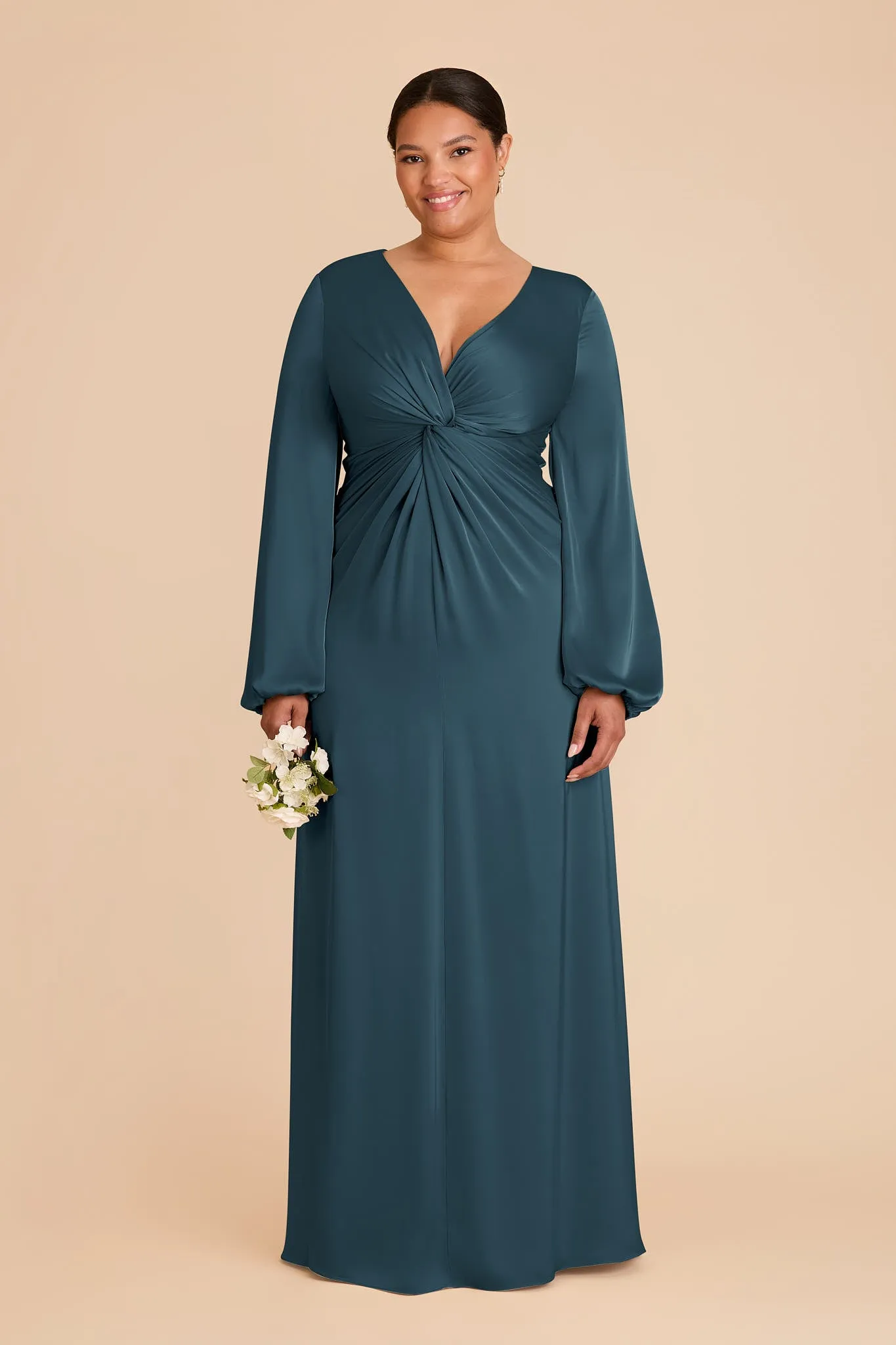Juniper Matte Satin Dress - Dark Teal sold by Birdy Grey product image thumbnail 2