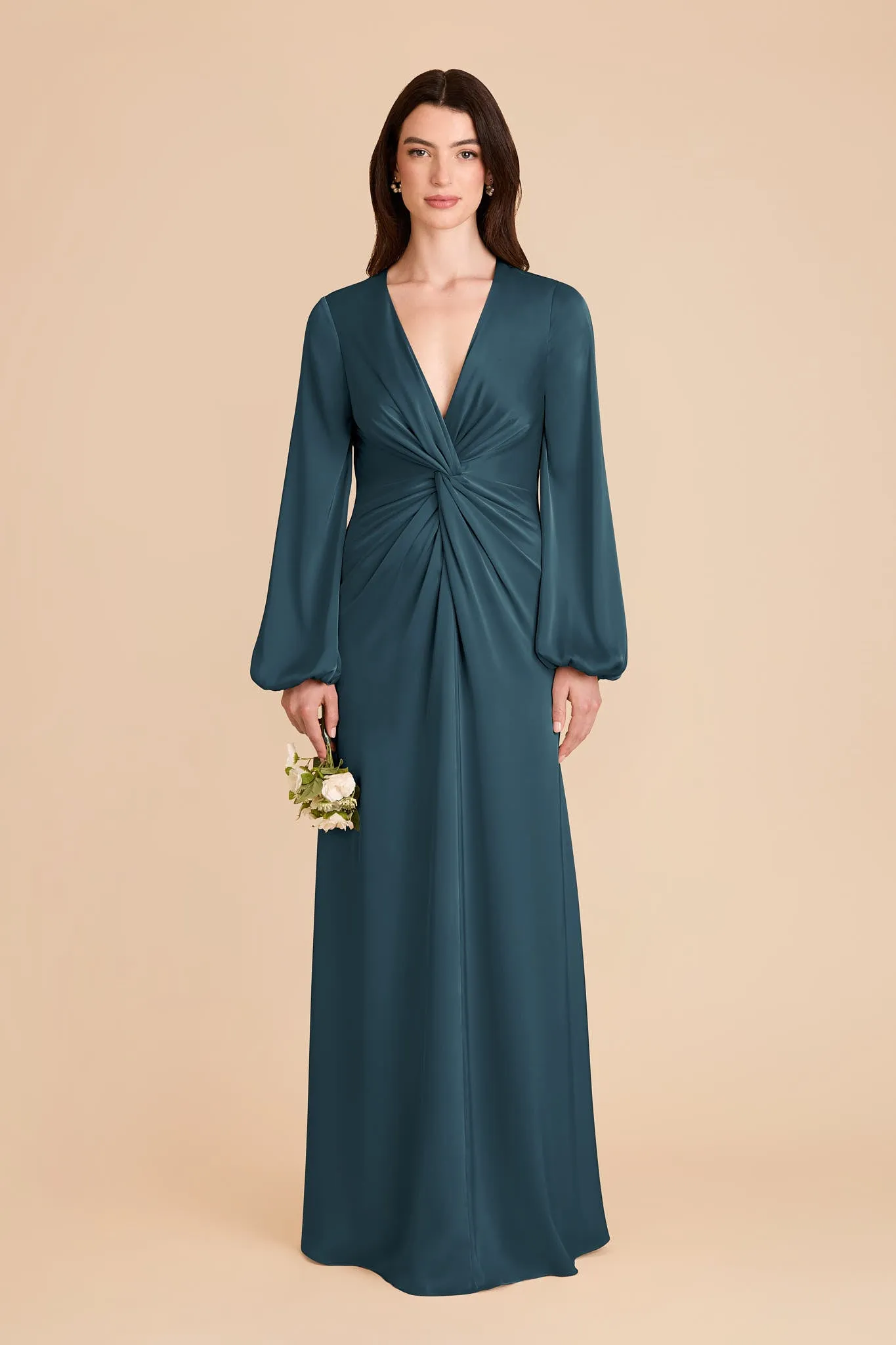 Juniper Matte Satin Dress - Dark Teal sold by Birdy Grey
