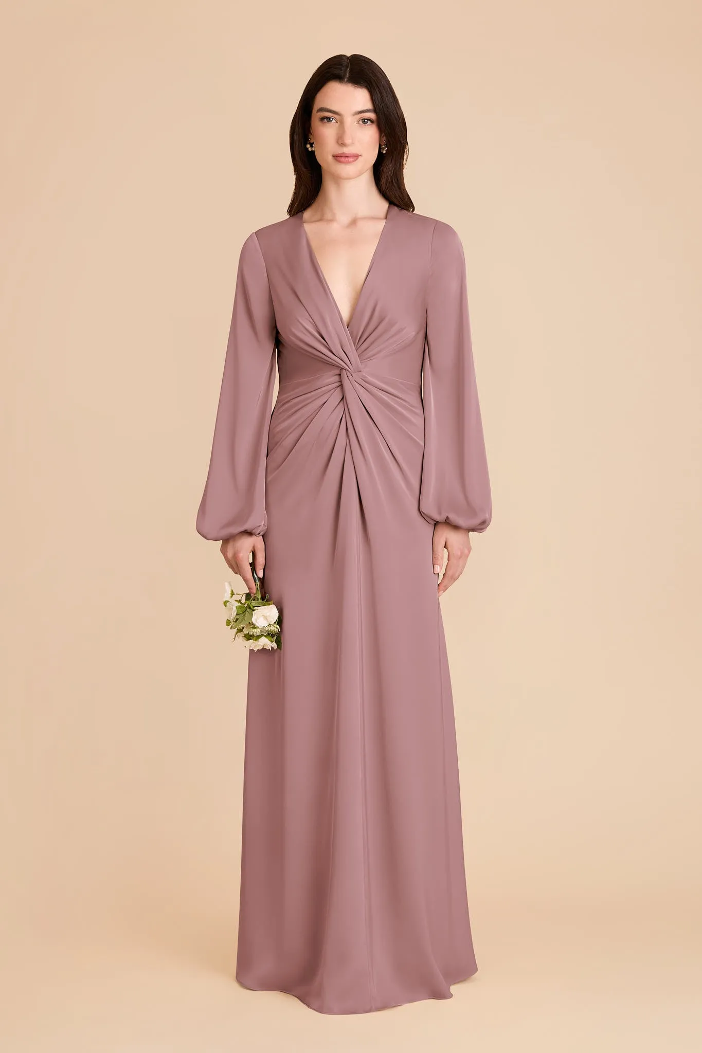Juniper Matte Satin Dress - Dark Mauve sold by Birdy Grey