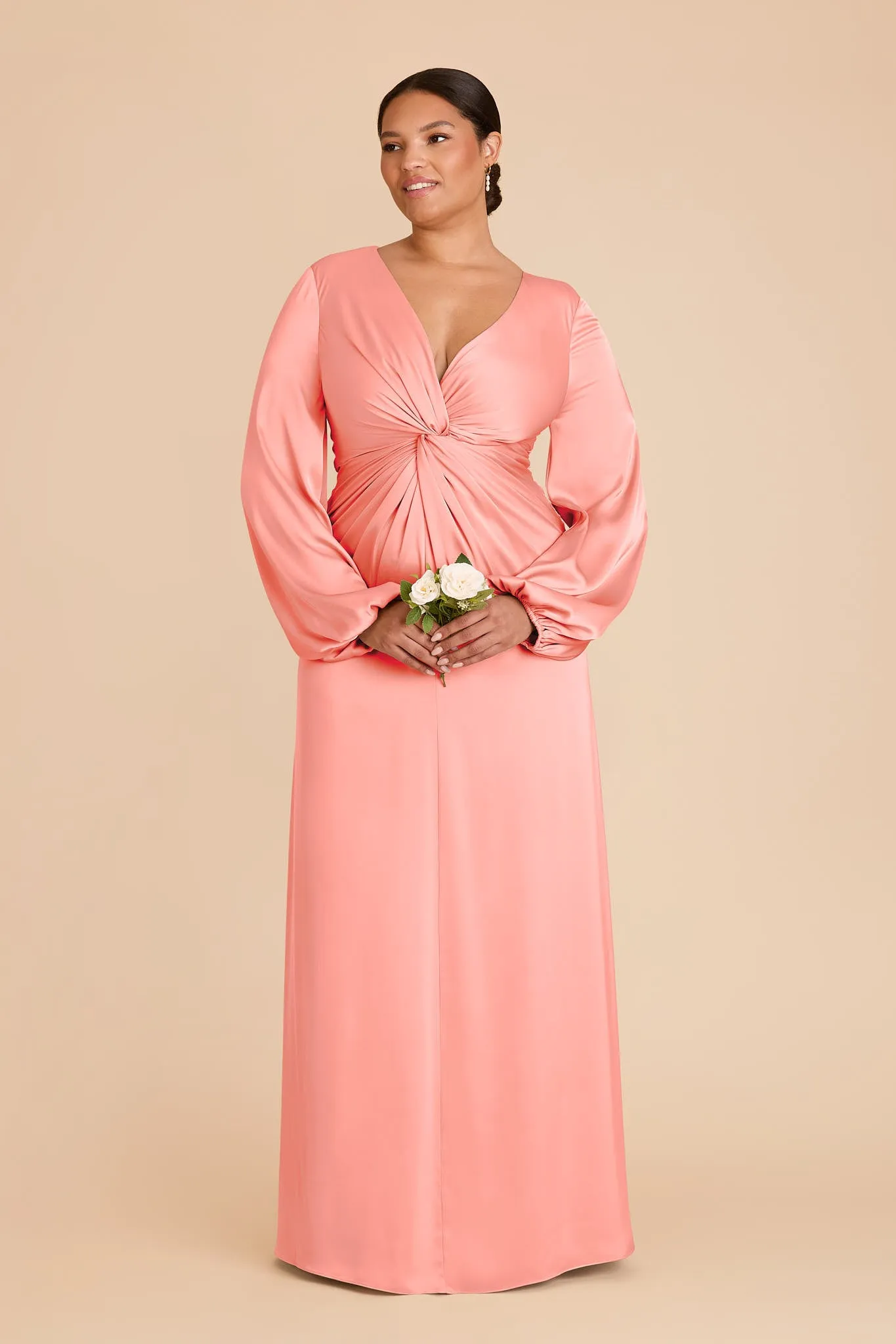 Juniper Matte Satin Dress - Coral Pink sold by Birdy Grey product image thumbnail 5