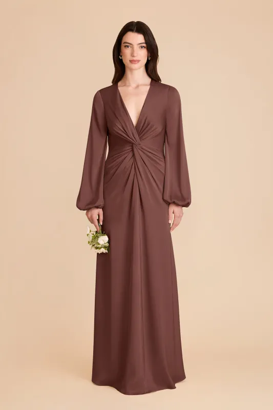 Juniper Matte Satin Dress - Chocolate Brown made by Birdy Grey