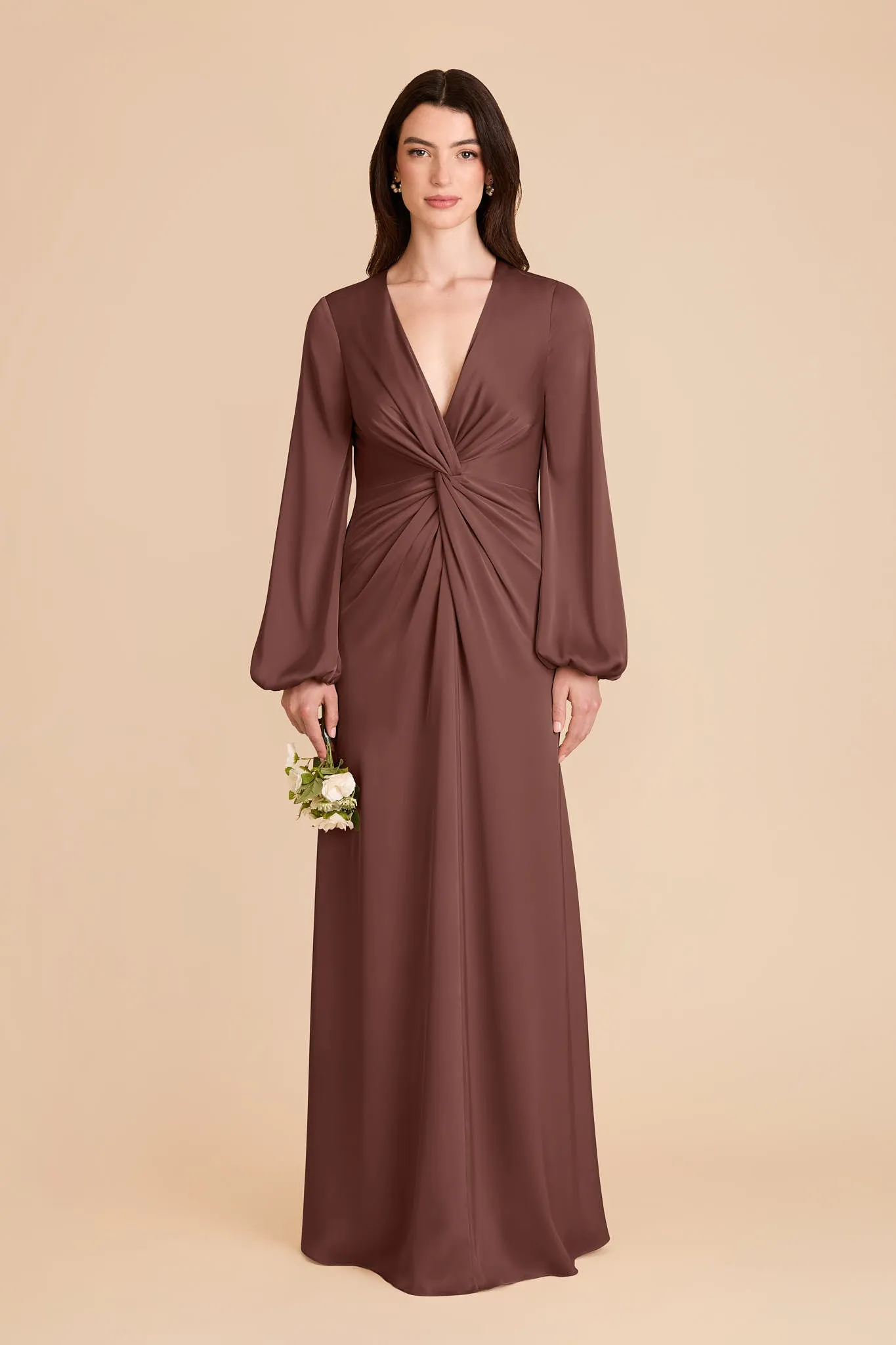 Juniper Matte Satin Dress - Chocolate Brown sold by Birdy Grey