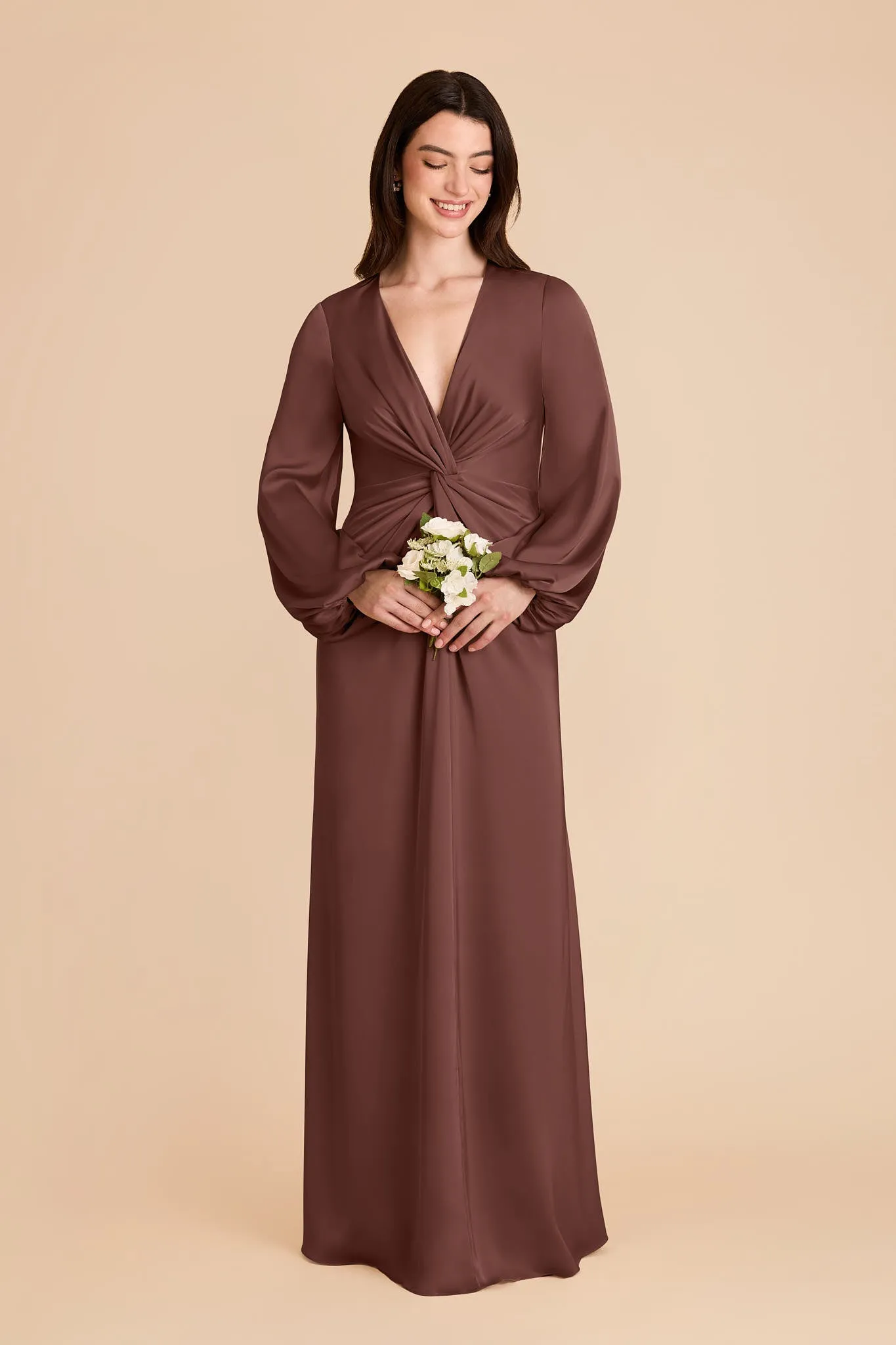 Juniper Matte Satin Dress - Chocolate Brown sold by Birdy Grey product image thumbnail 3