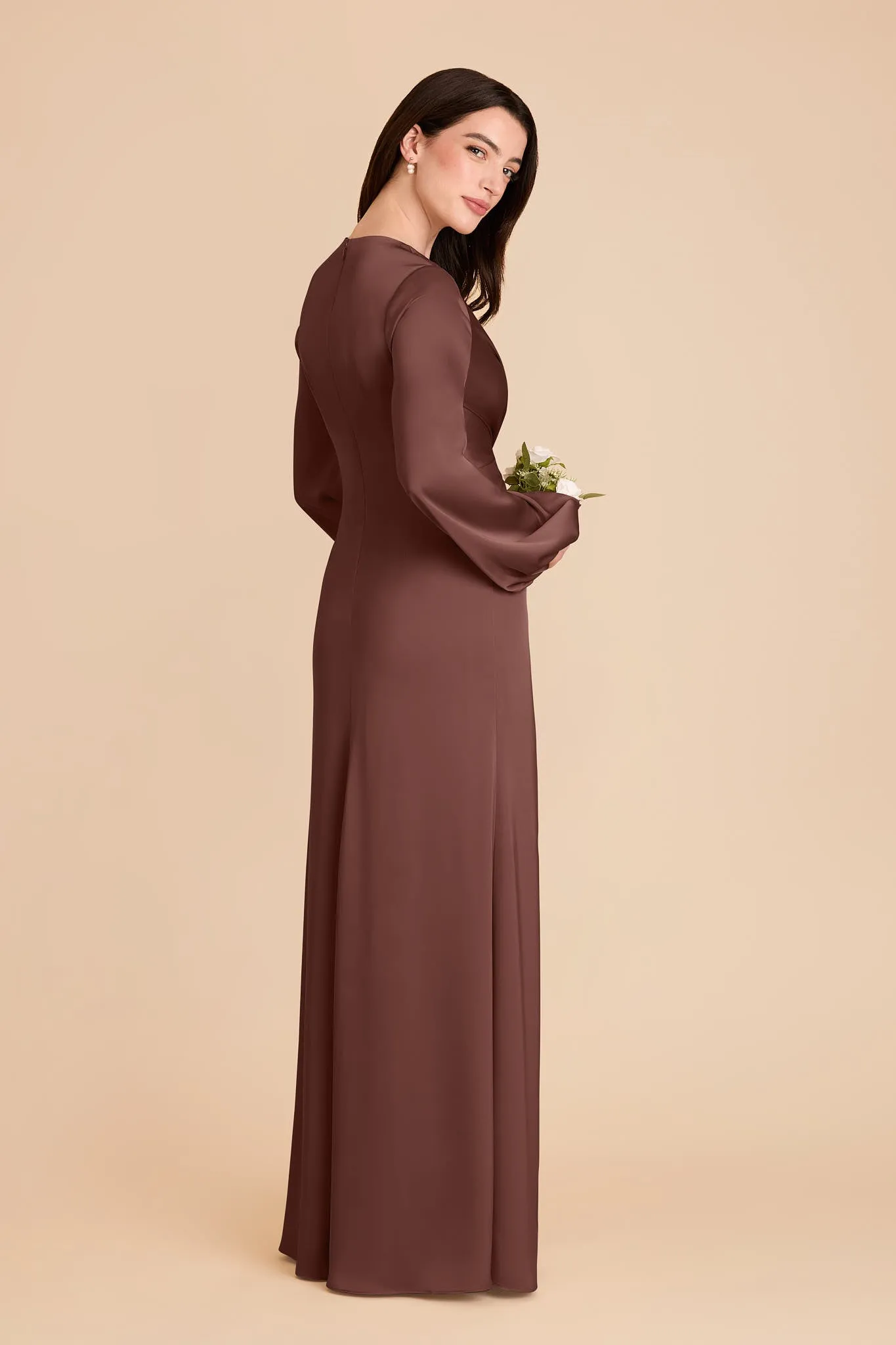 Juniper Matte Satin Dress - Chocolate Brown sold by Birdy Grey product image thumbnail 4