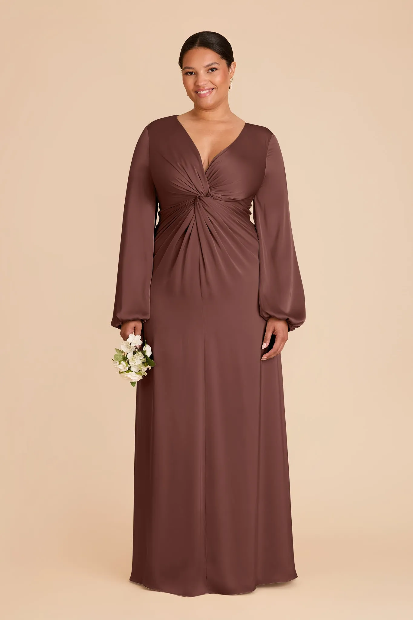 Juniper Matte Satin Dress - Chocolate Brown sold by Birdy Grey product image thumbnail 2