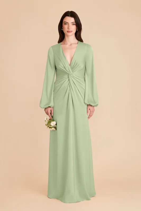 Juniper Matte Satin Dress - Pistachio sold by Birdy Grey