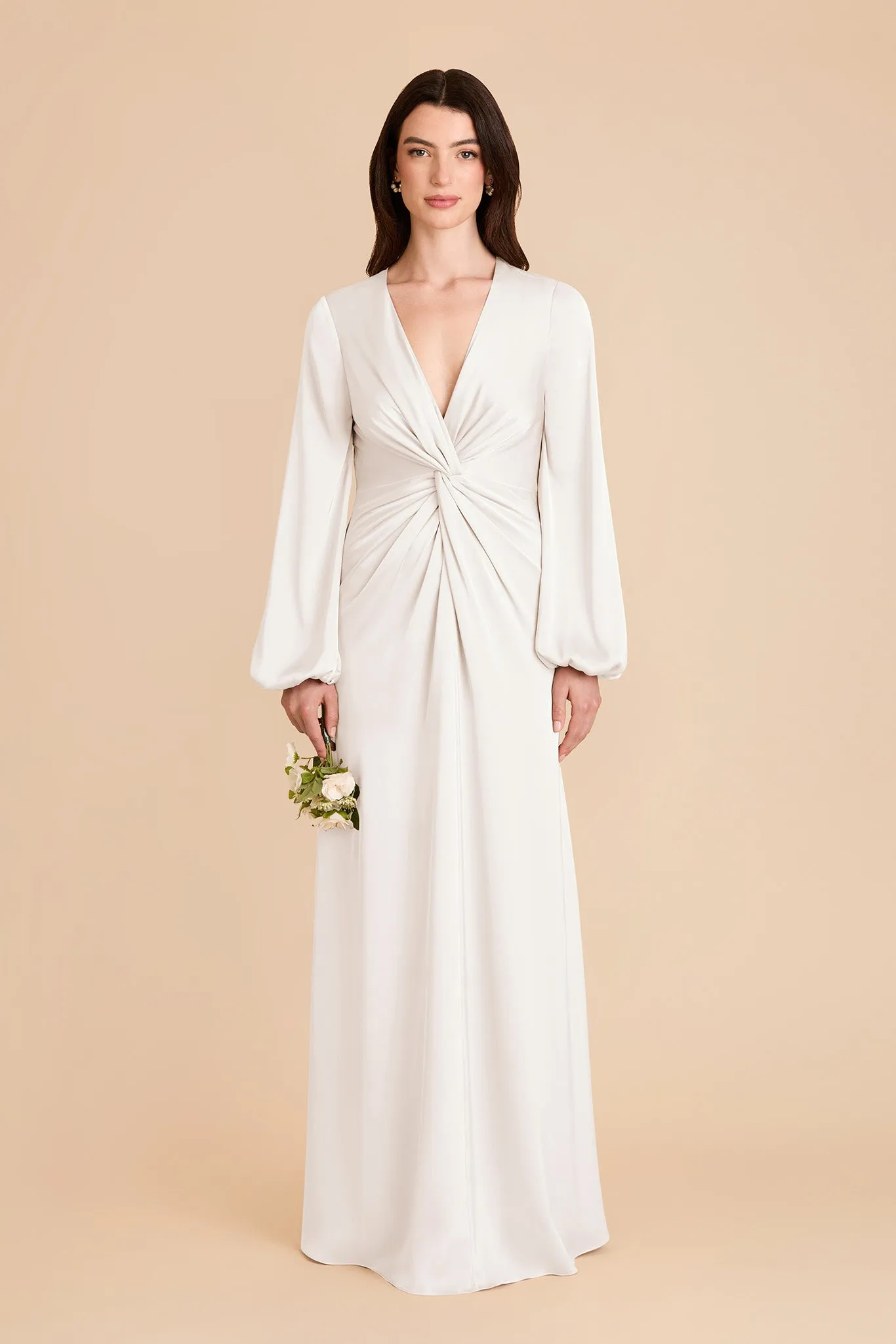 Juniper Matte Satin Dress - White sold by Birdy Grey