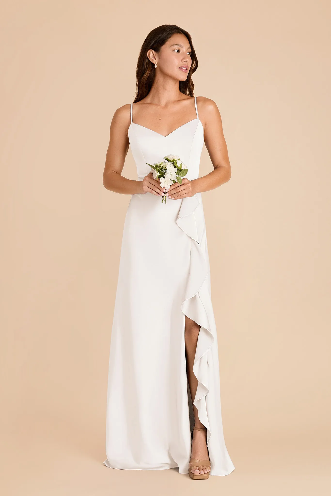 Theresa Matte Satin Dress - White sold by Birdy Grey
