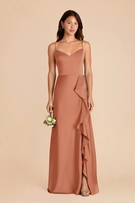 Theresa Matte Satin Dress - Terracotta sold by Birdy Grey