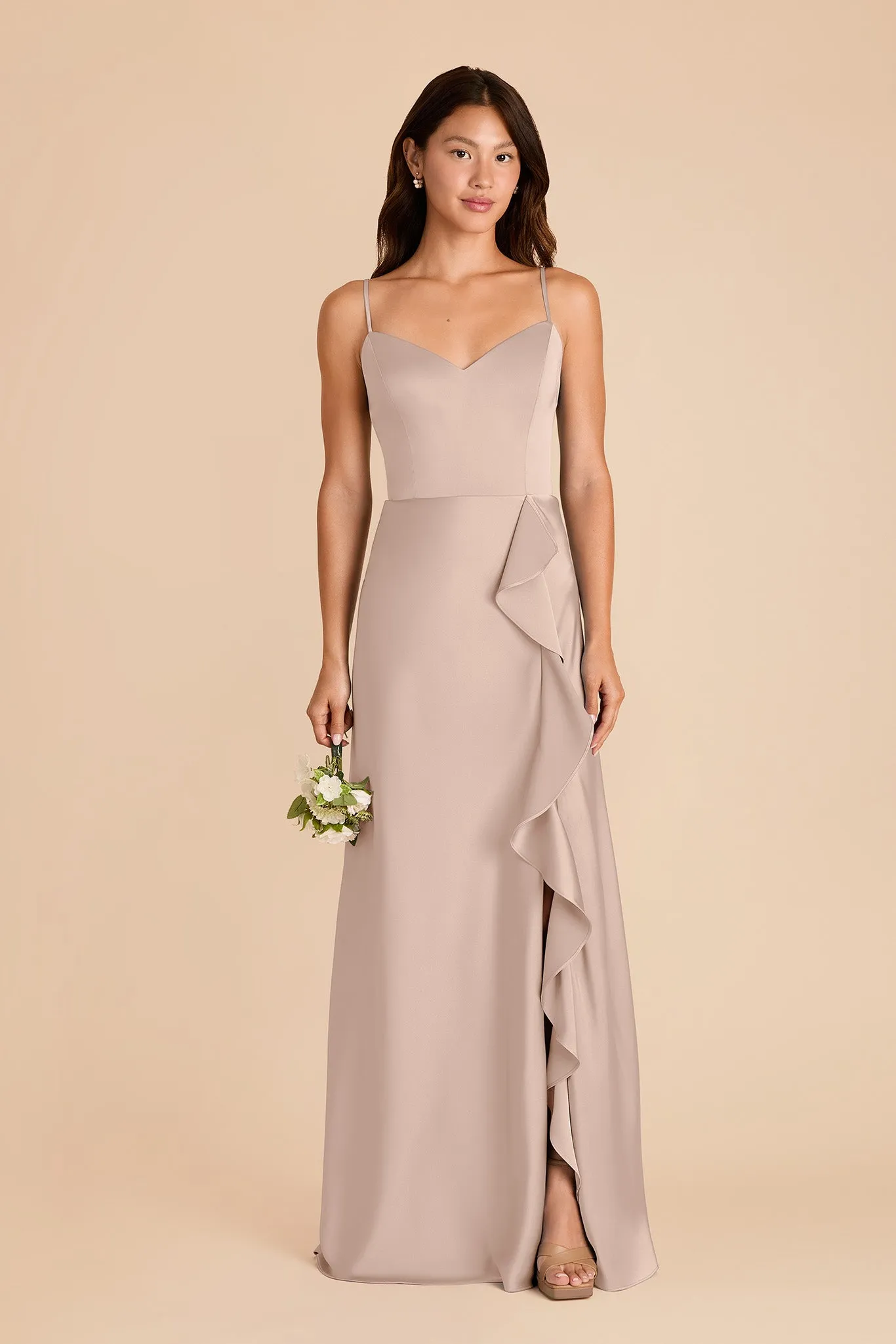 Theresa Matte Satin Dress - Taupe sold by Birdy Grey