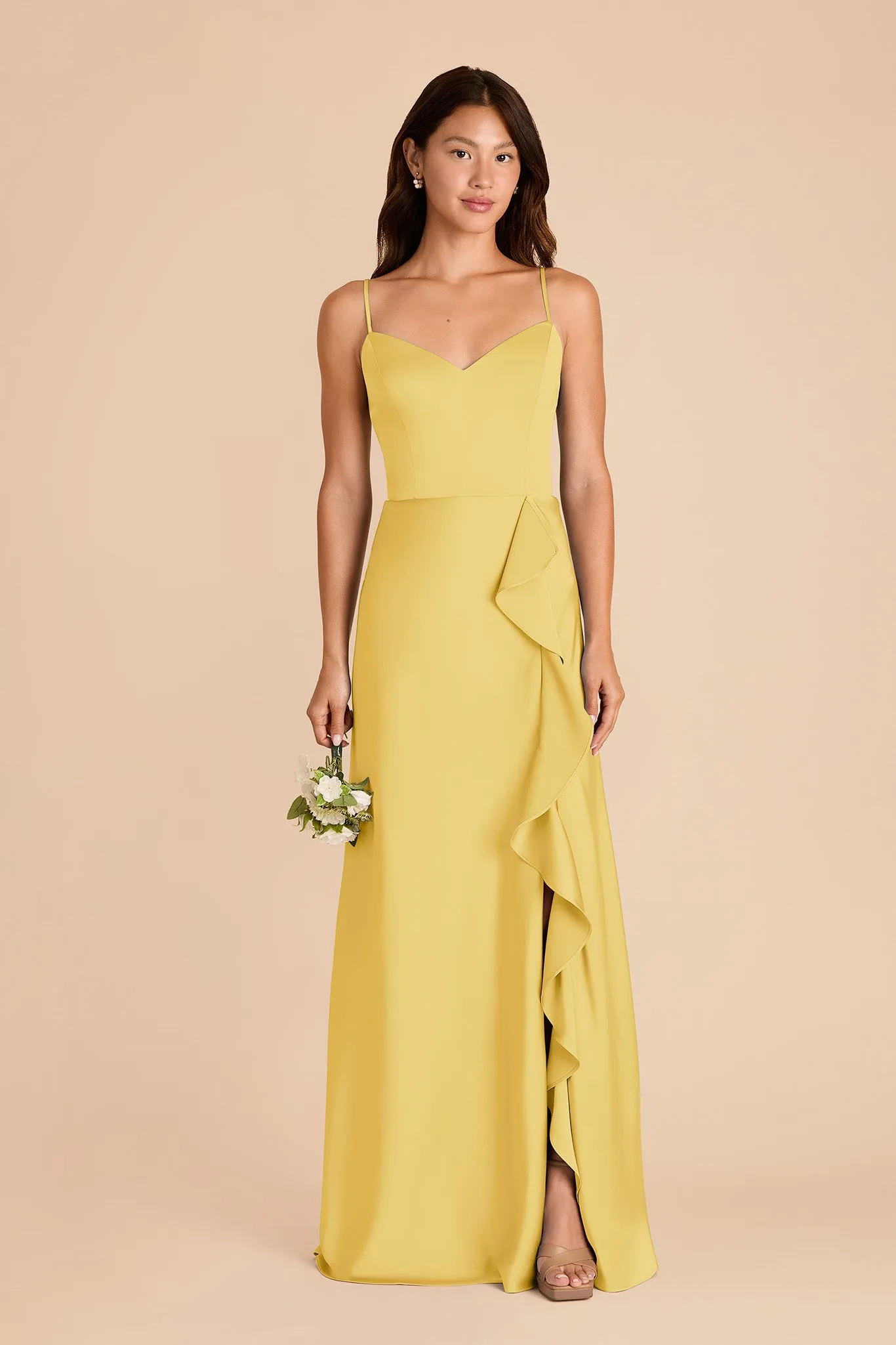 Theresa Matte Satin Dress - Sunflower Yellow sold by Birdy Grey