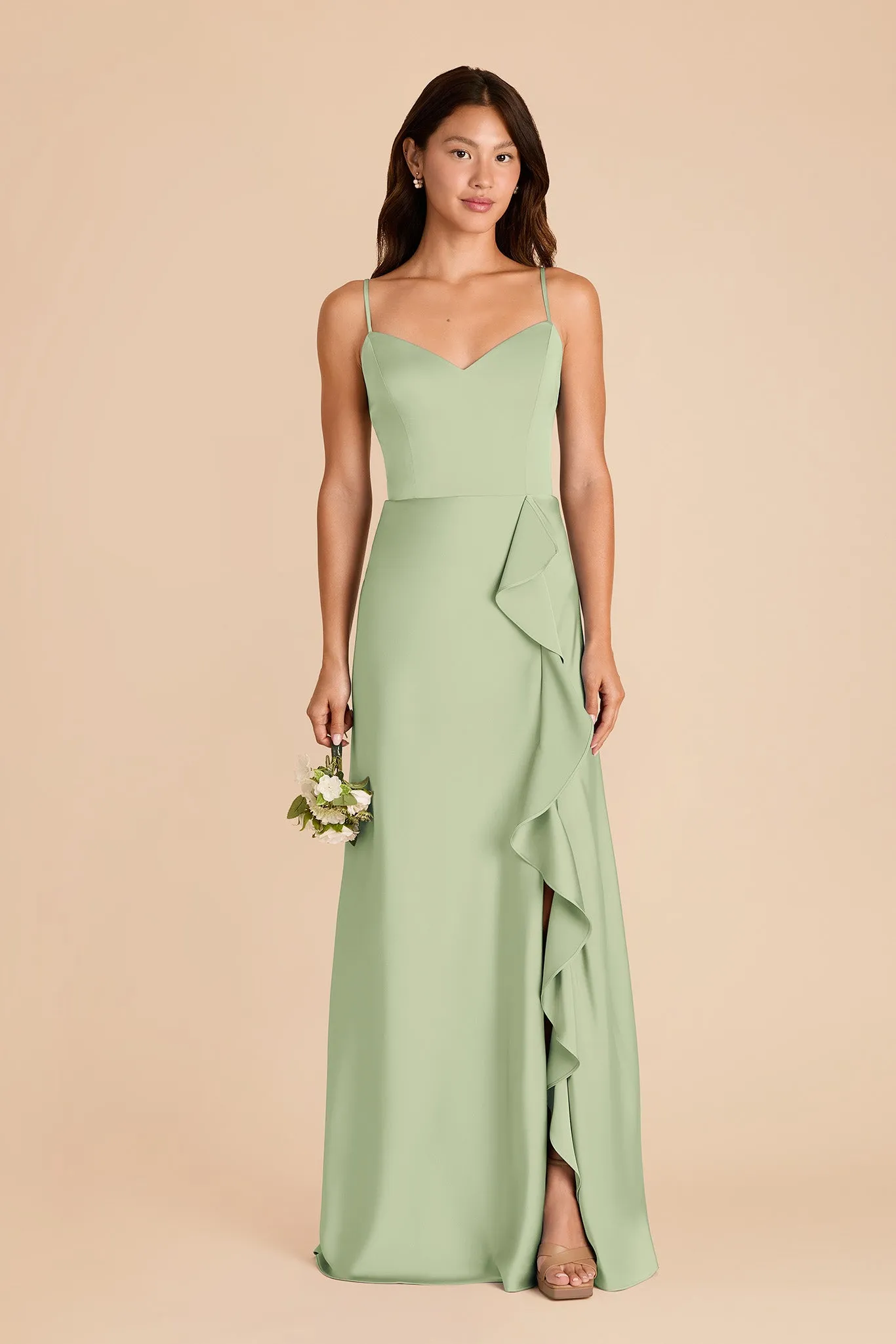 Theresa Matte Satin Dress - Pistachio sold by Birdy Grey