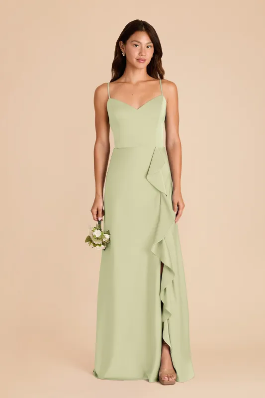Theresa Matte Satin Dress - Pale Pistachio sold by Birdy Grey