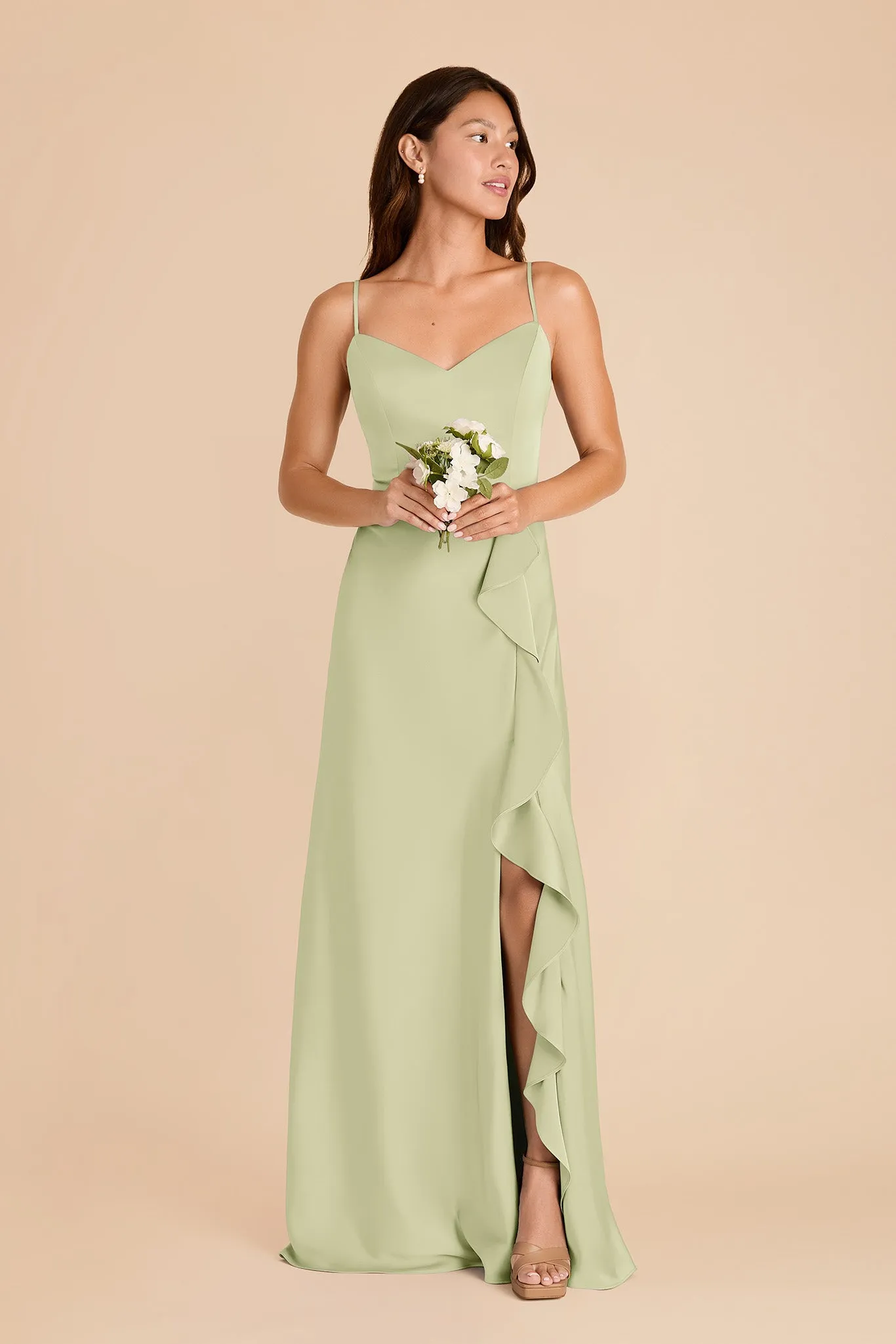 Theresa Matte Satin Dress - Pale Pistachio sold by Birdy Grey product image thumbnail 3