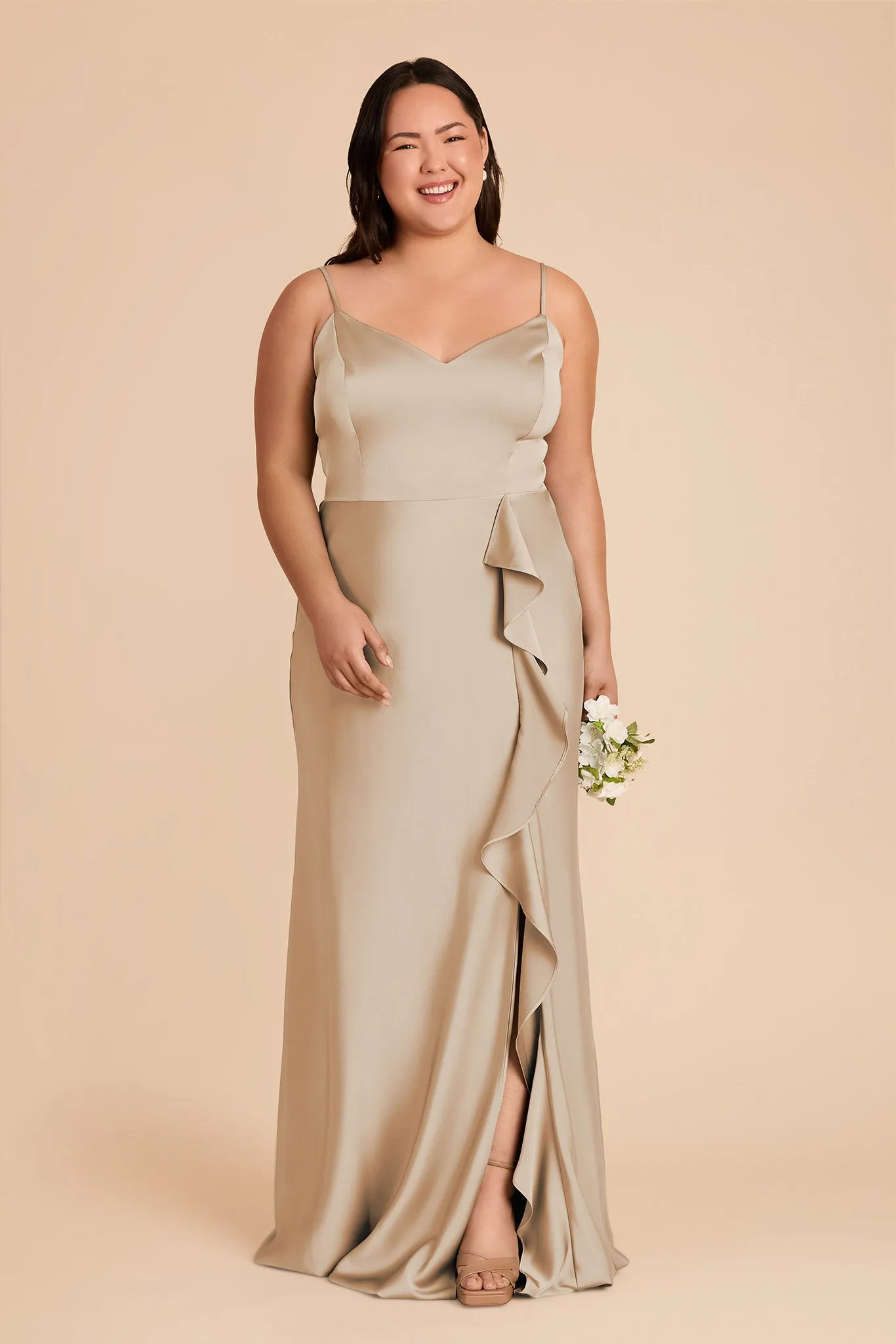 Theresa Matte Satin Dress - Neutral Champagne sold by Birdy Grey product image thumbnail 2
