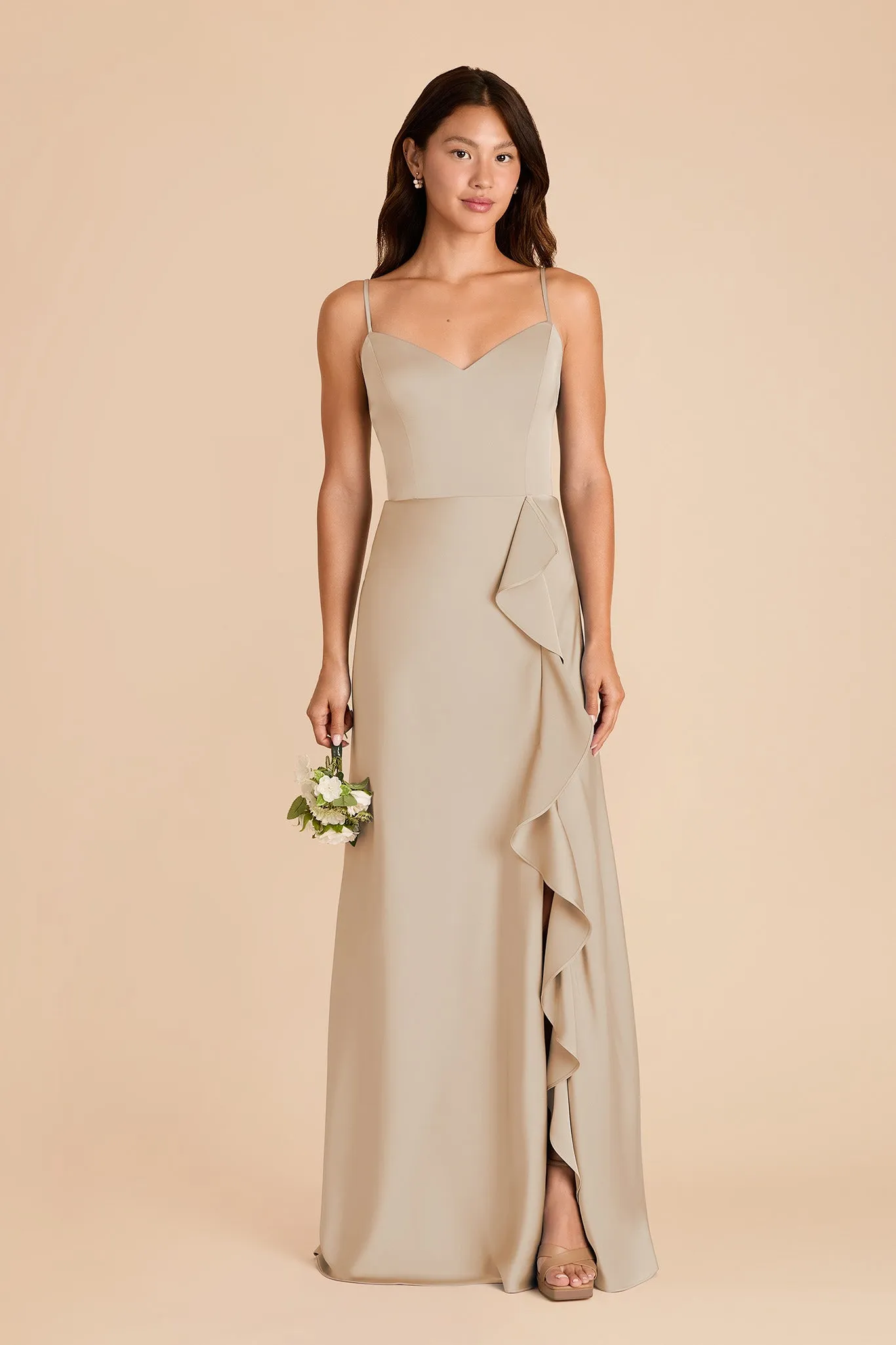Theresa Matte Satin Dress - Neutral Champagne sold by Birdy Grey