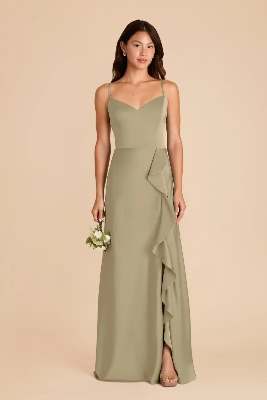 Theresa Matte Satin Dress - Moss Green sold by Birdy Grey