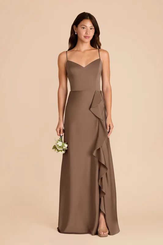 Theresa Matte Satin Dress - Mocha sold by Birdy Grey