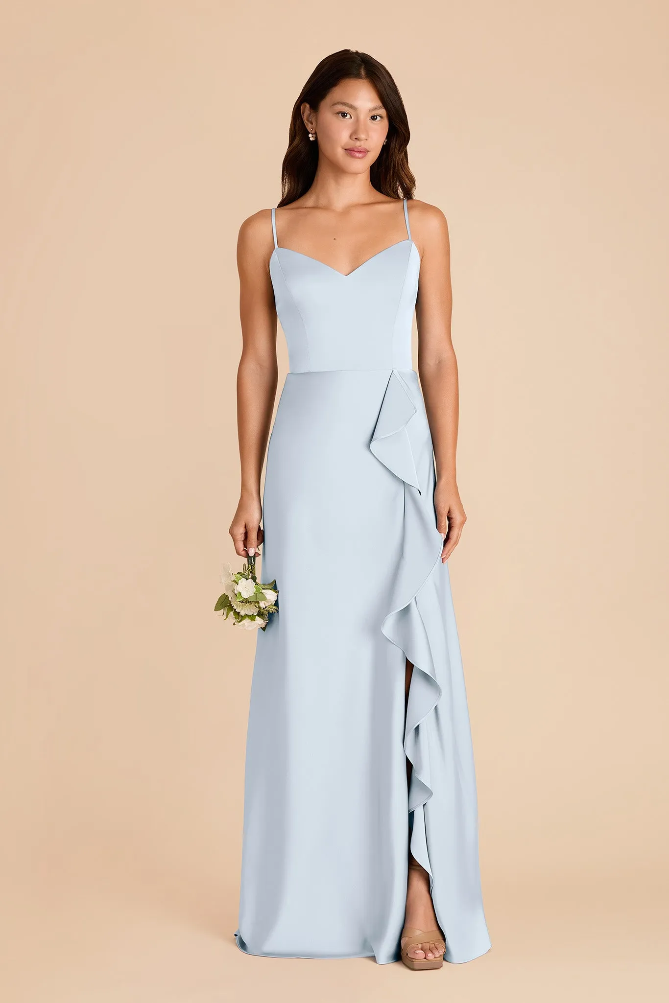 Theresa Matte Satin Dress - Mist Blue sold by Birdy Grey