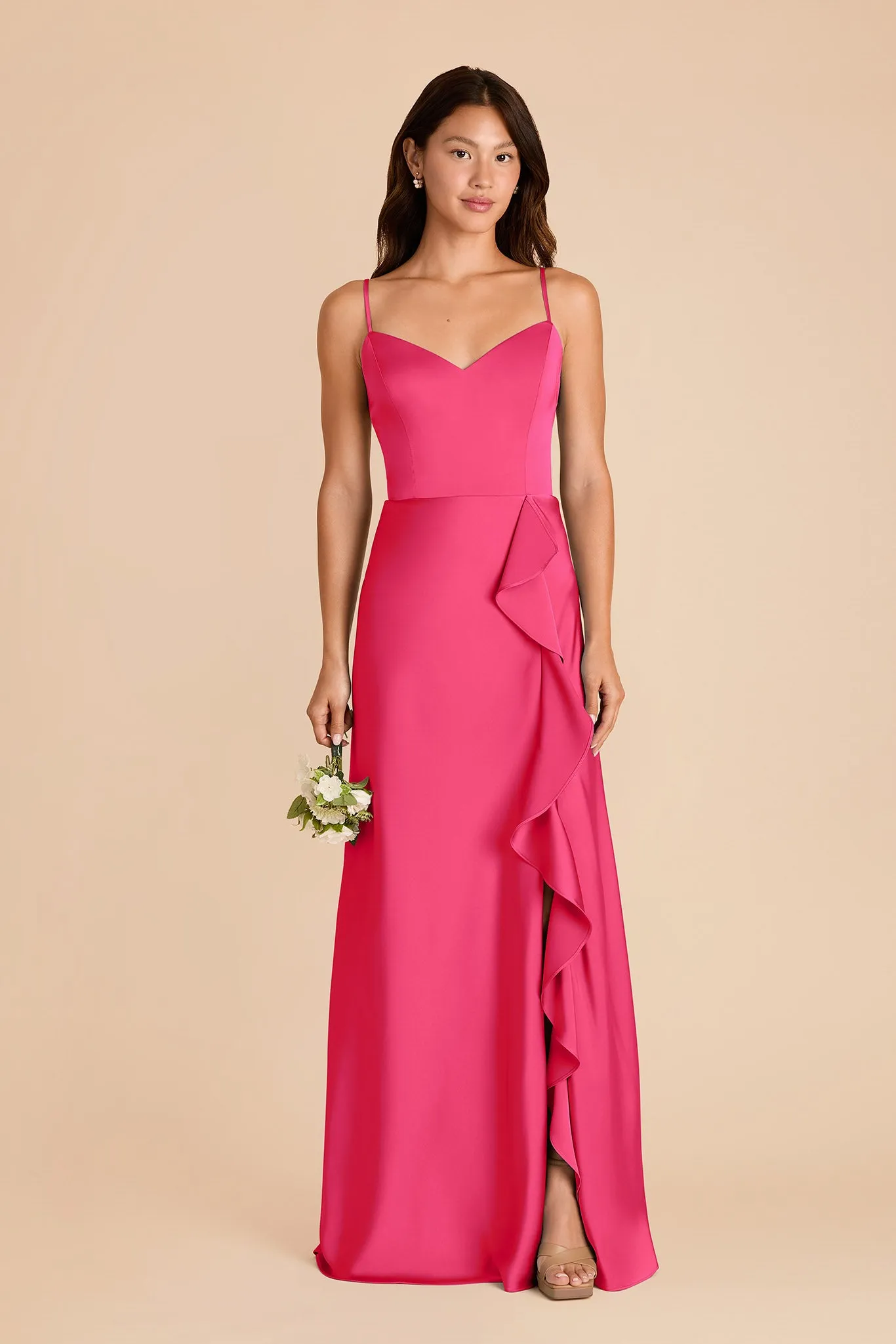 Theresa Matte Satin Dress - Fuchsia sold by Birdy Grey