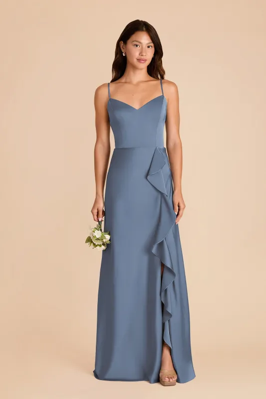 Theresa Matte Satin Dress - French Blue sold by Birdy Grey