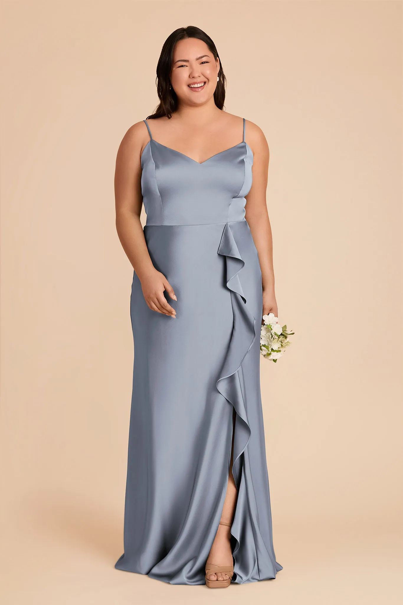 Theresa Matte Satin Dress - Dusty Blue sold by Birdy Grey product image thumbnail 2