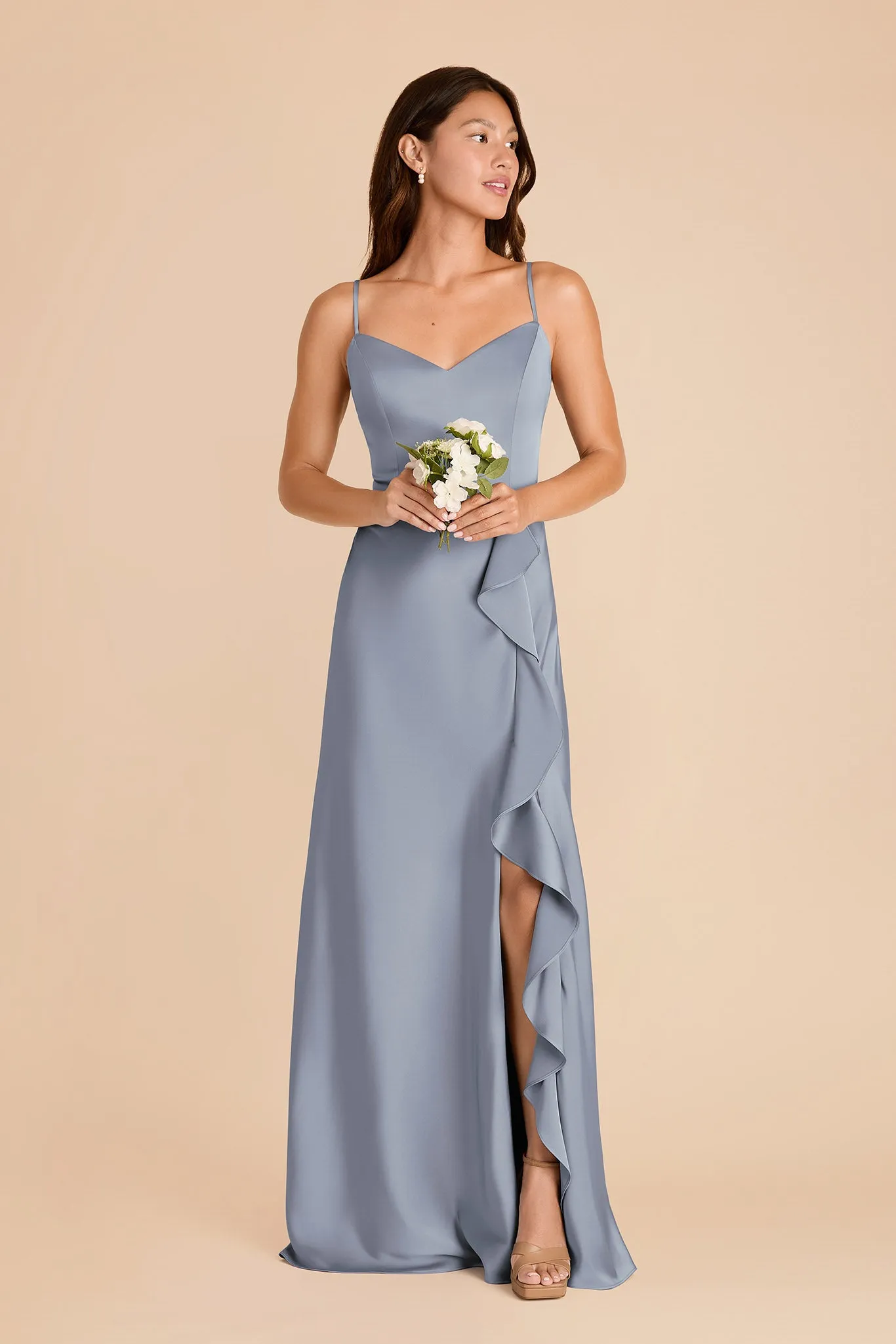 Theresa Matte Satin Dress - Dusty Blue sold by Birdy Grey product image thumbnail 3
