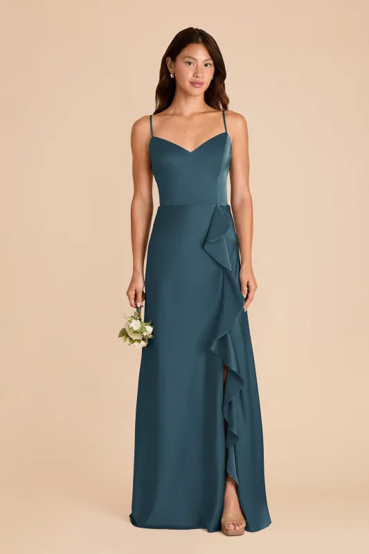 Theresa Matte Satin Dress - Dark Teal sold by Birdy Grey