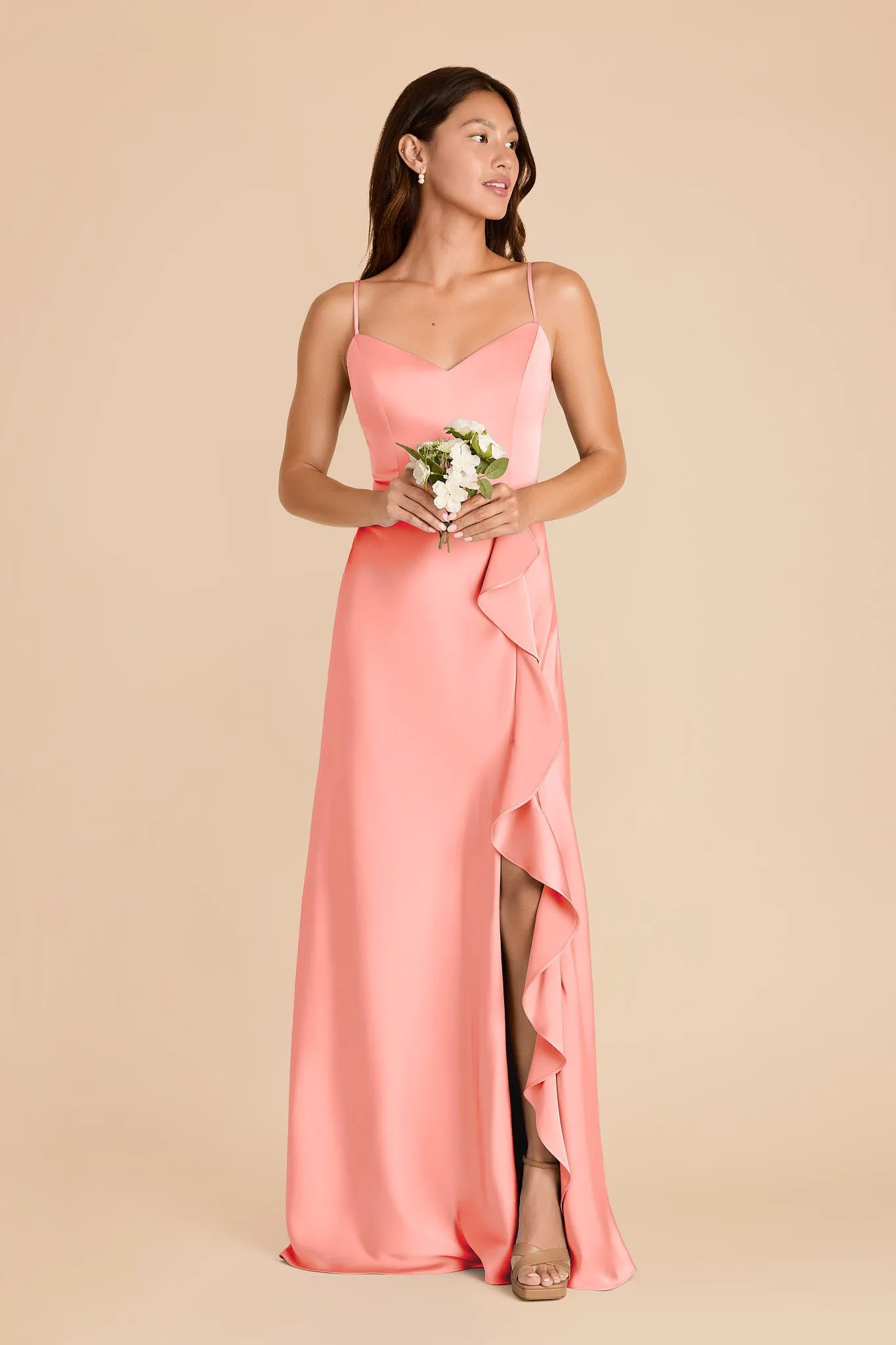 Theresa Matte Satin Dress - Coral Pink sold by Birdy Grey product image thumbnail 3