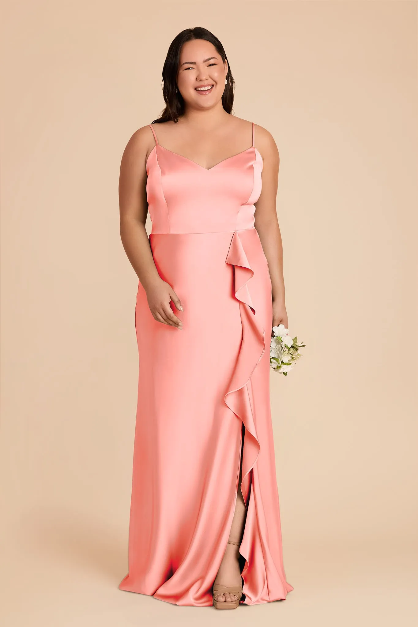 Theresa Matte Satin Dress - Coral Pink sold by Birdy Grey product image thumbnail 2
